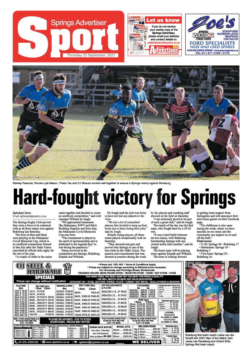 Springs Advertiser 23 September 2021 page 16