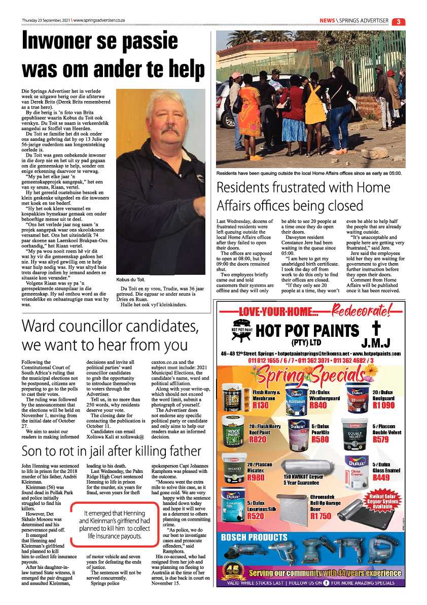 Springs Advertiser 23 September 2021 page 3