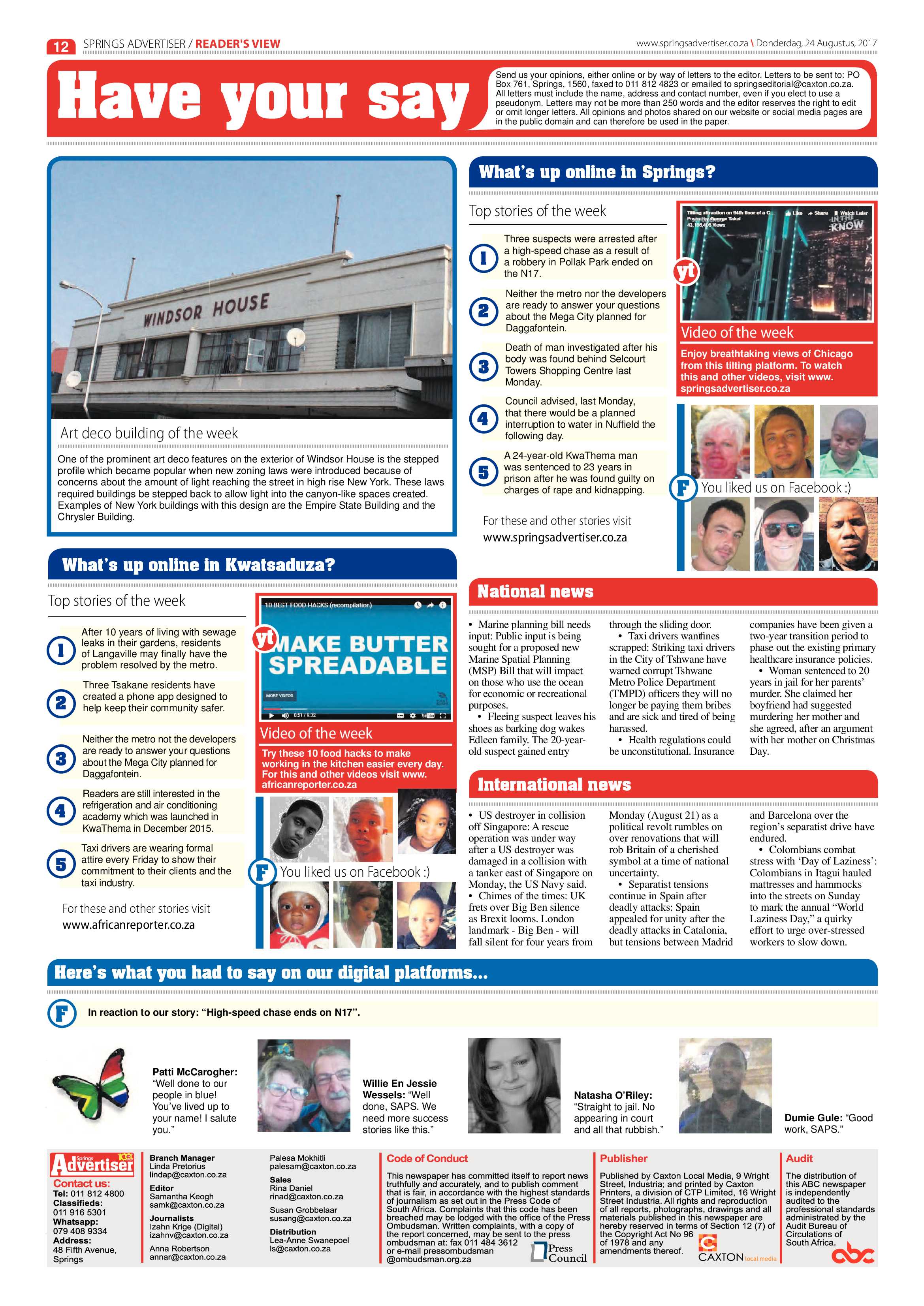 Springs Advertiser 24 August 2017 page 14