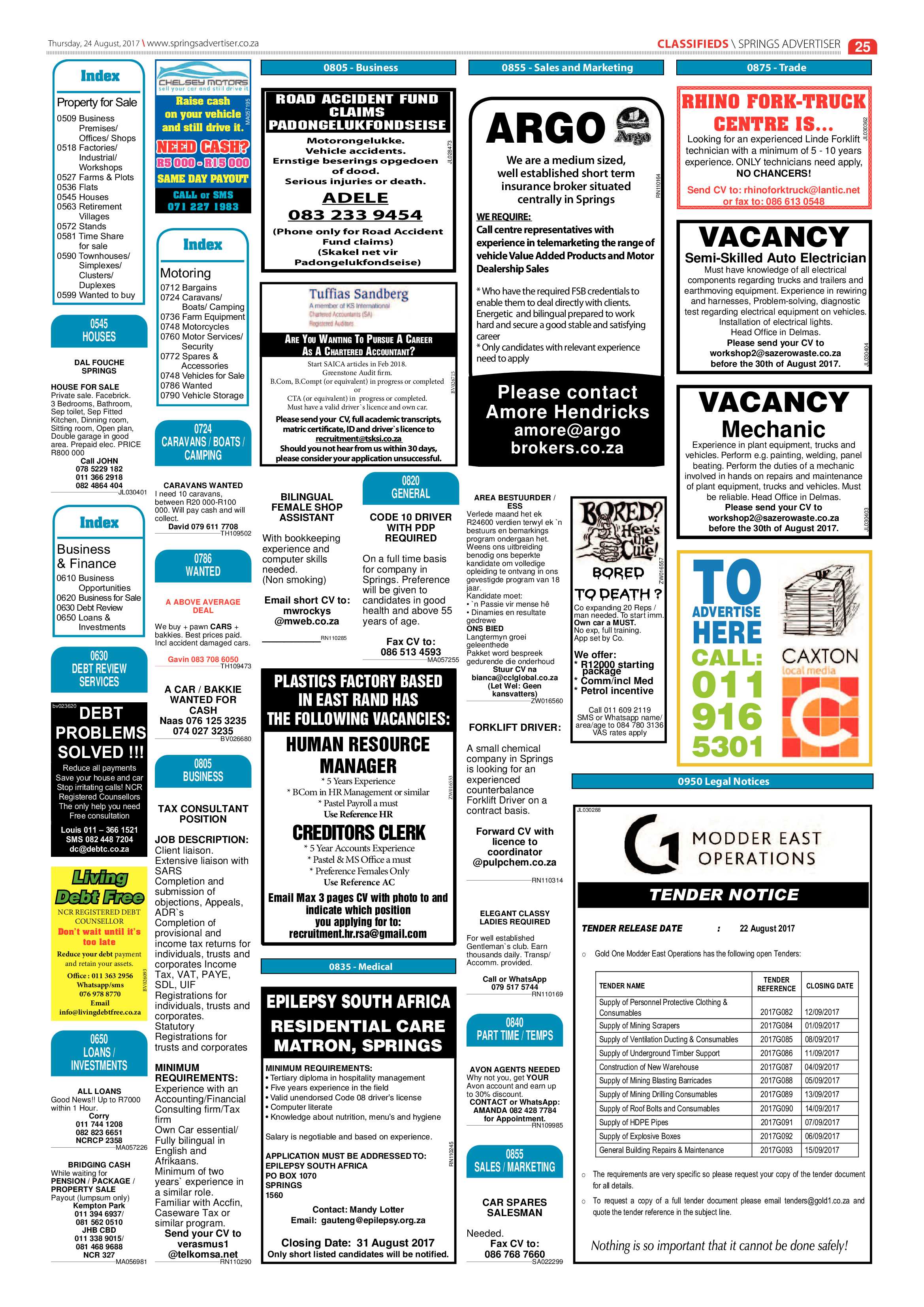 Springs Advertiser 24 August 2017 page 27