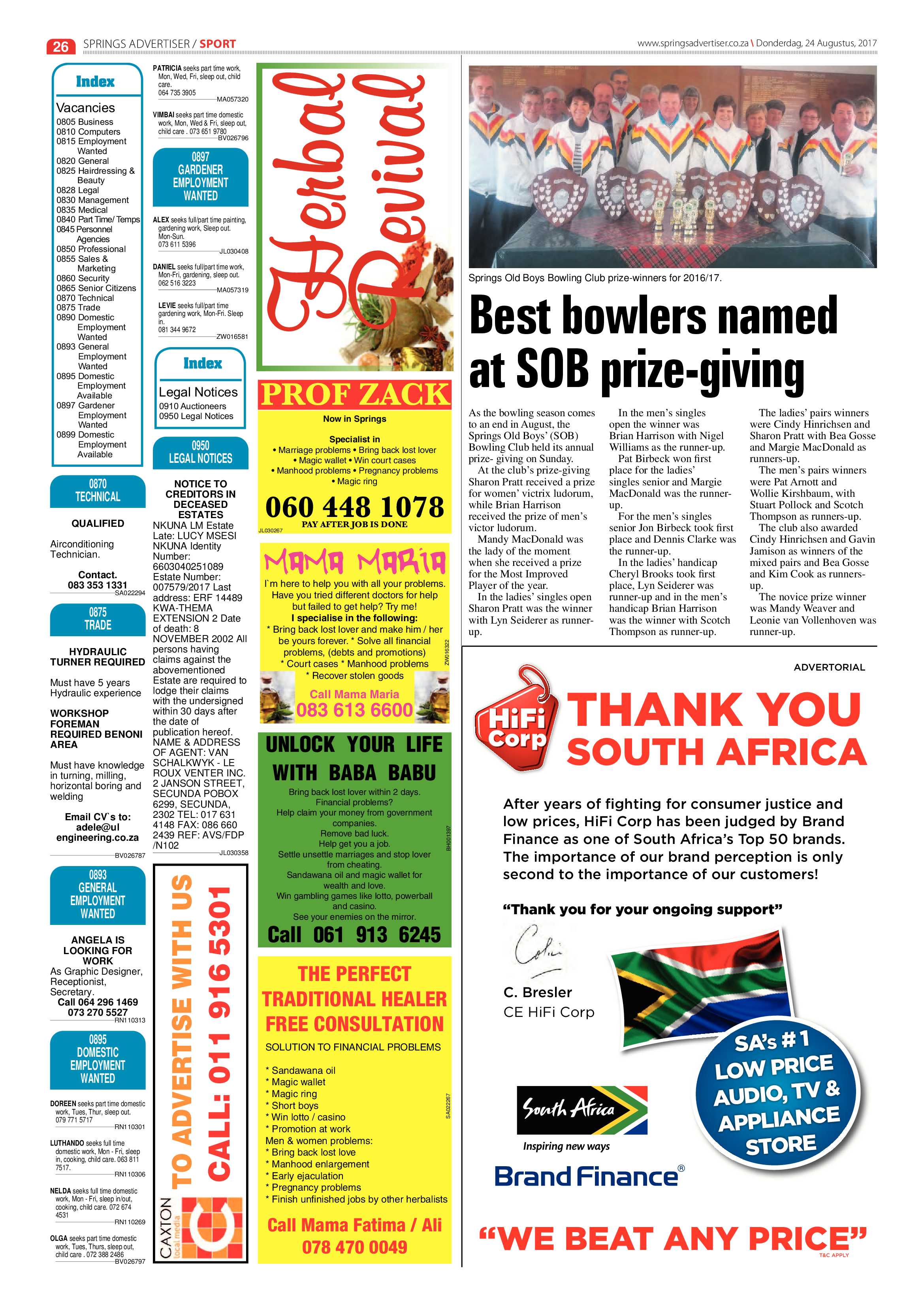 Springs Advertiser 24 August 2017 page 28
