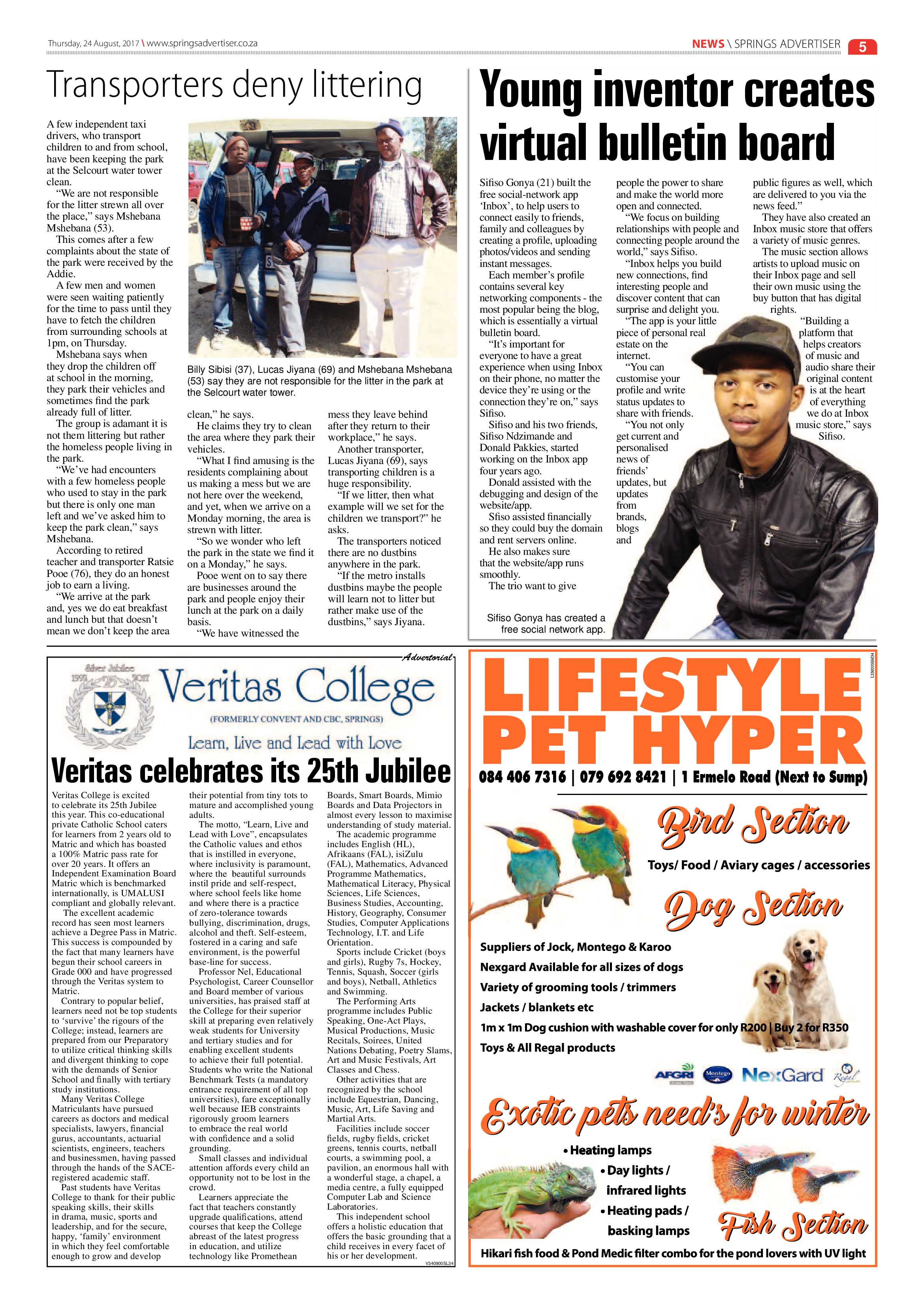 Springs Advertiser 24 August 2017 page 7