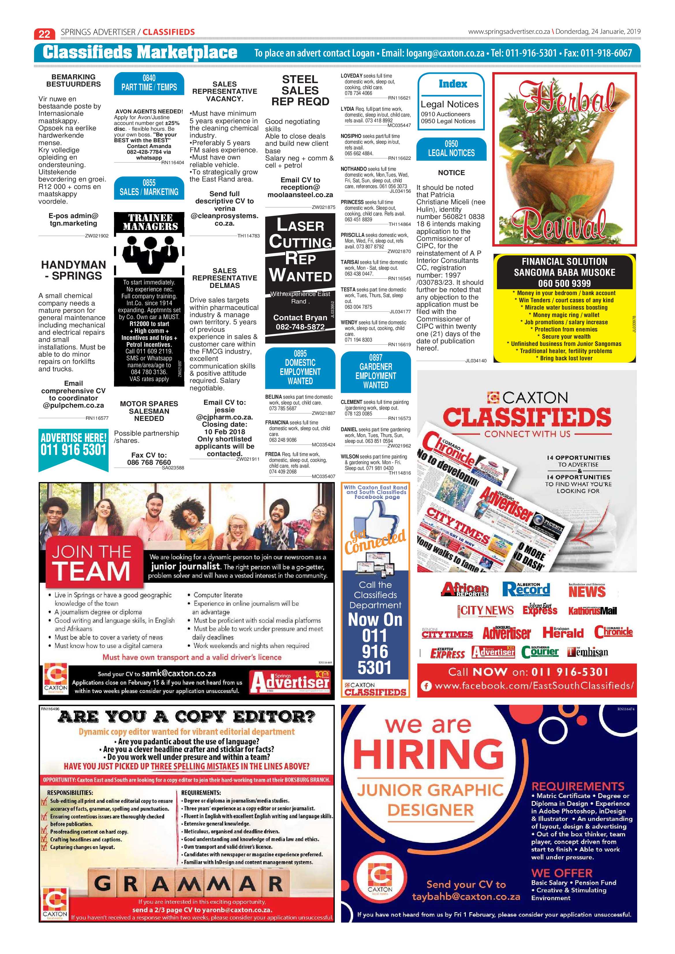 Springs Advertiser 24 January 2019 page 22