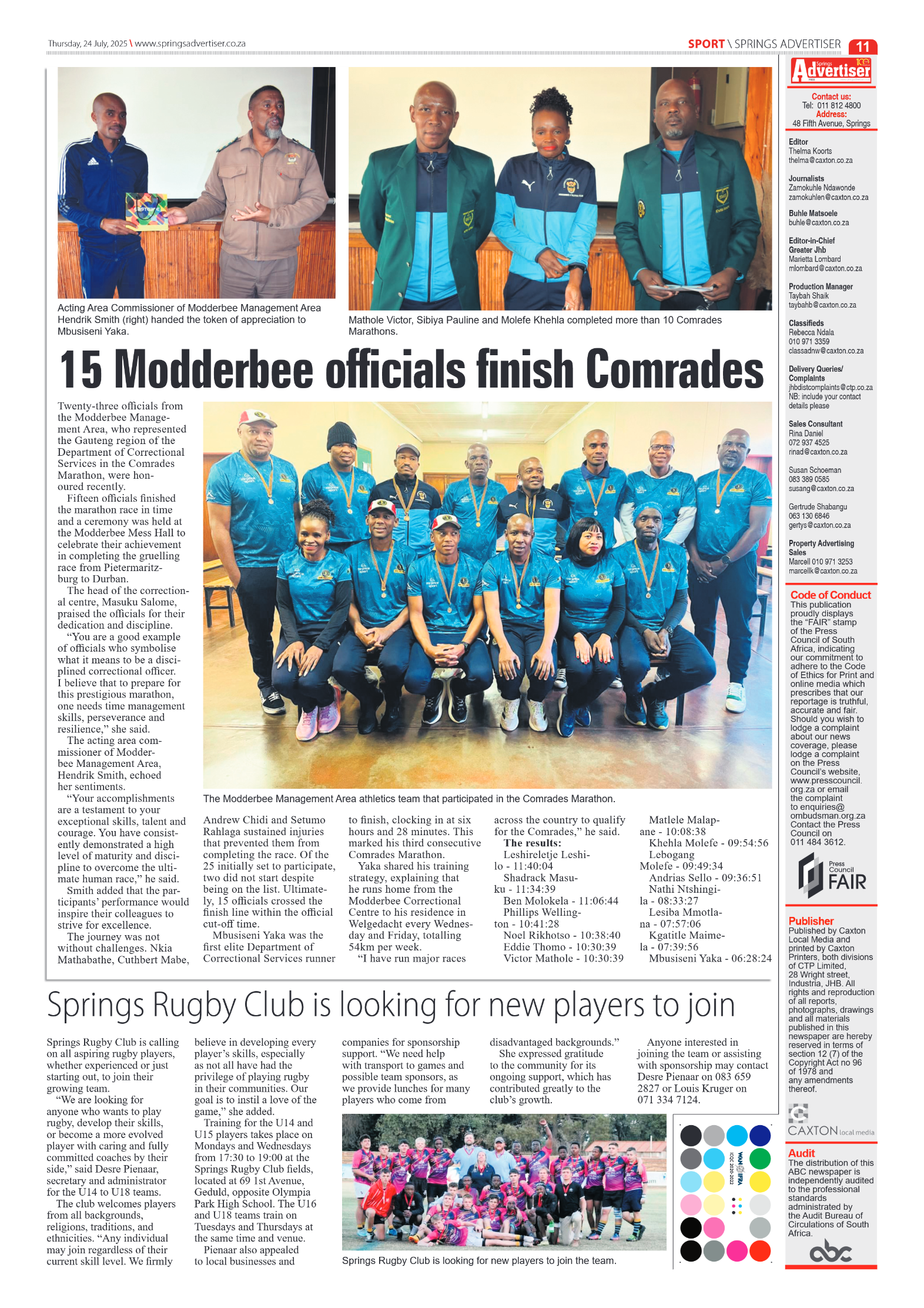 Springs Advertiser 24 July 2025 page 11
