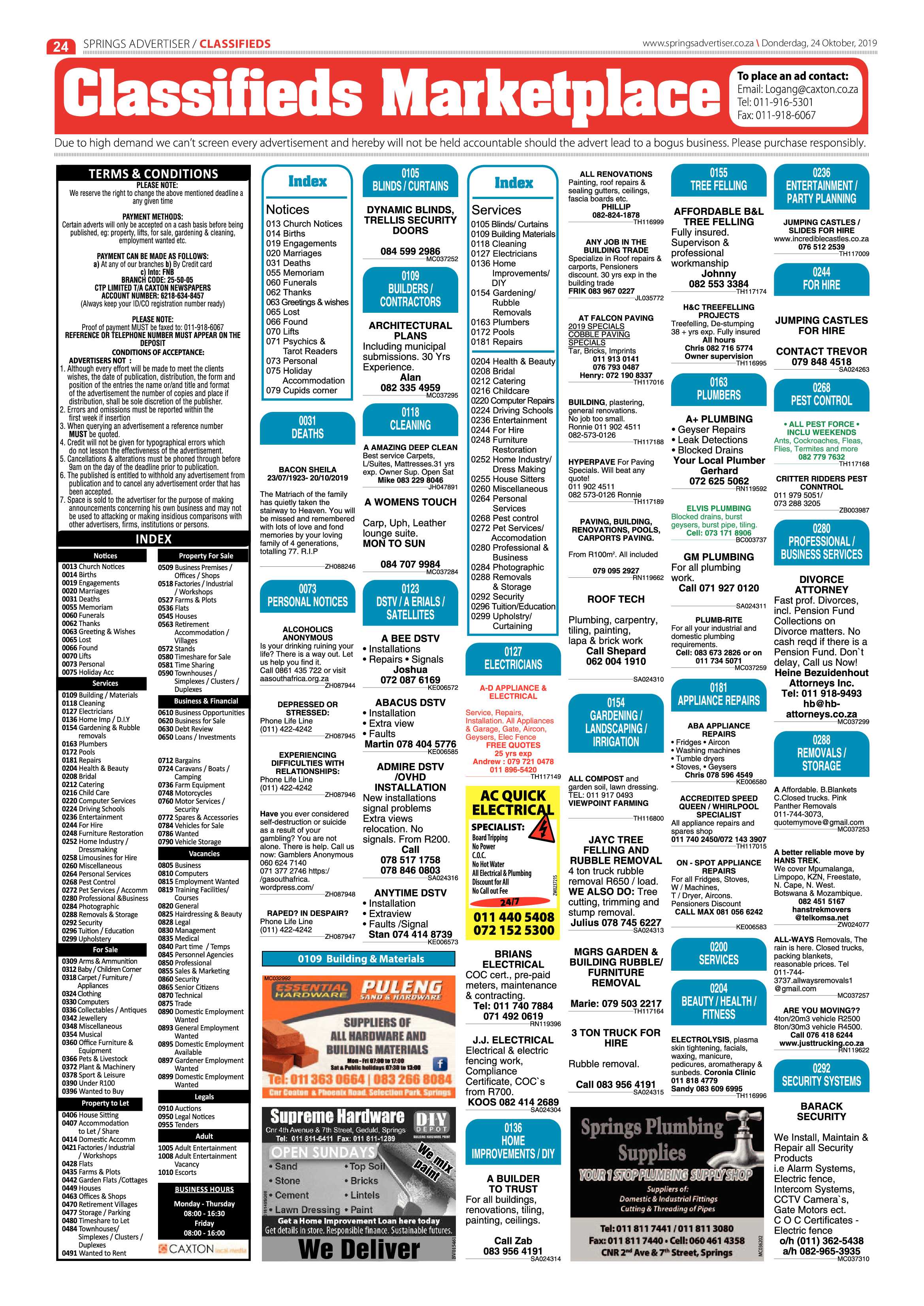 Springs Advertiser 24 October 2019 page 24