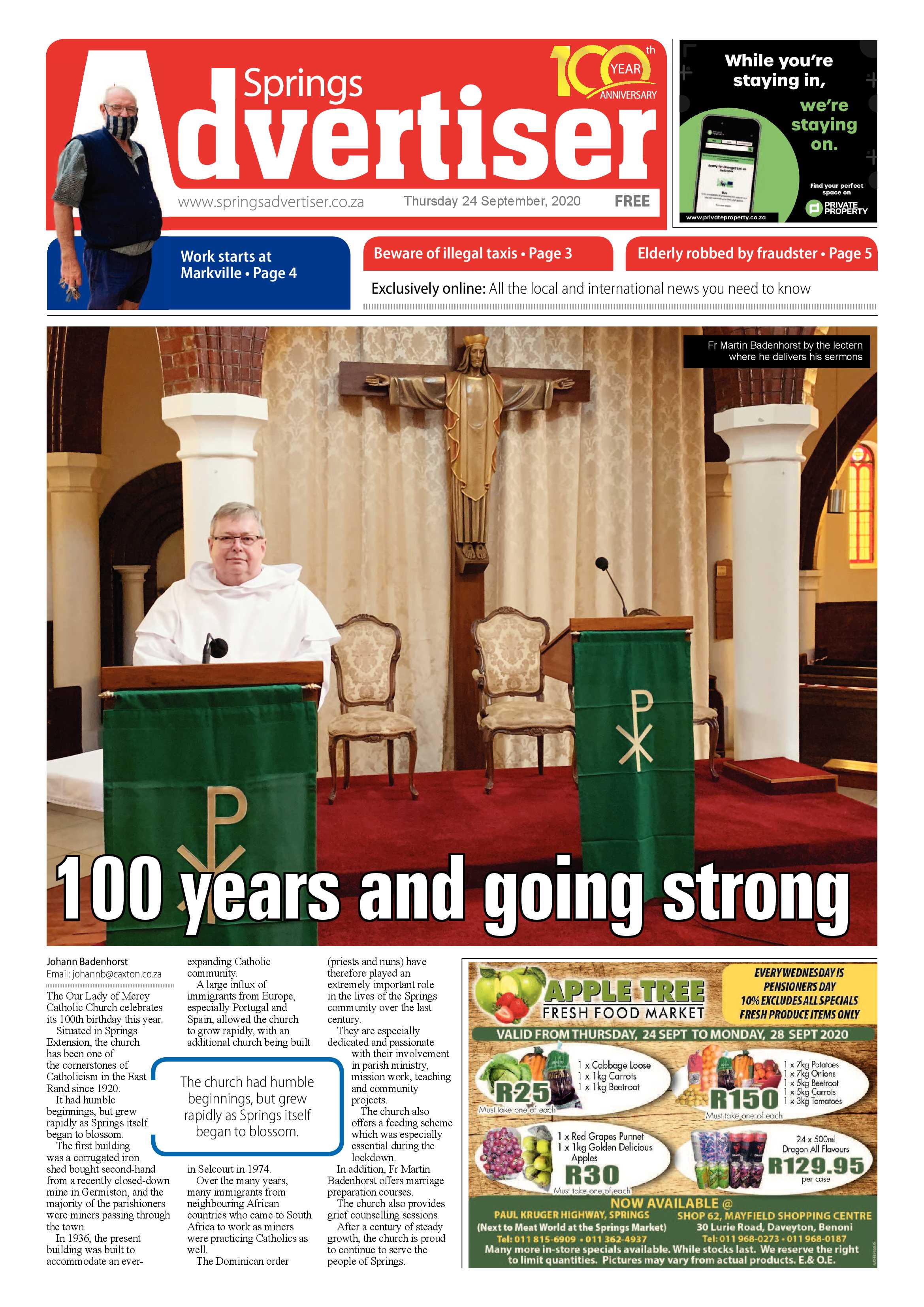 Springs Advertiser 24 September 2020 page 1
