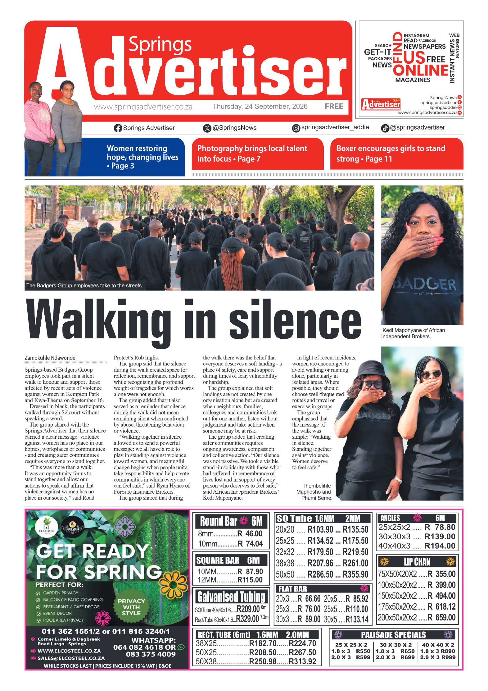 Springs Advertiser 24 September 2026 page 1