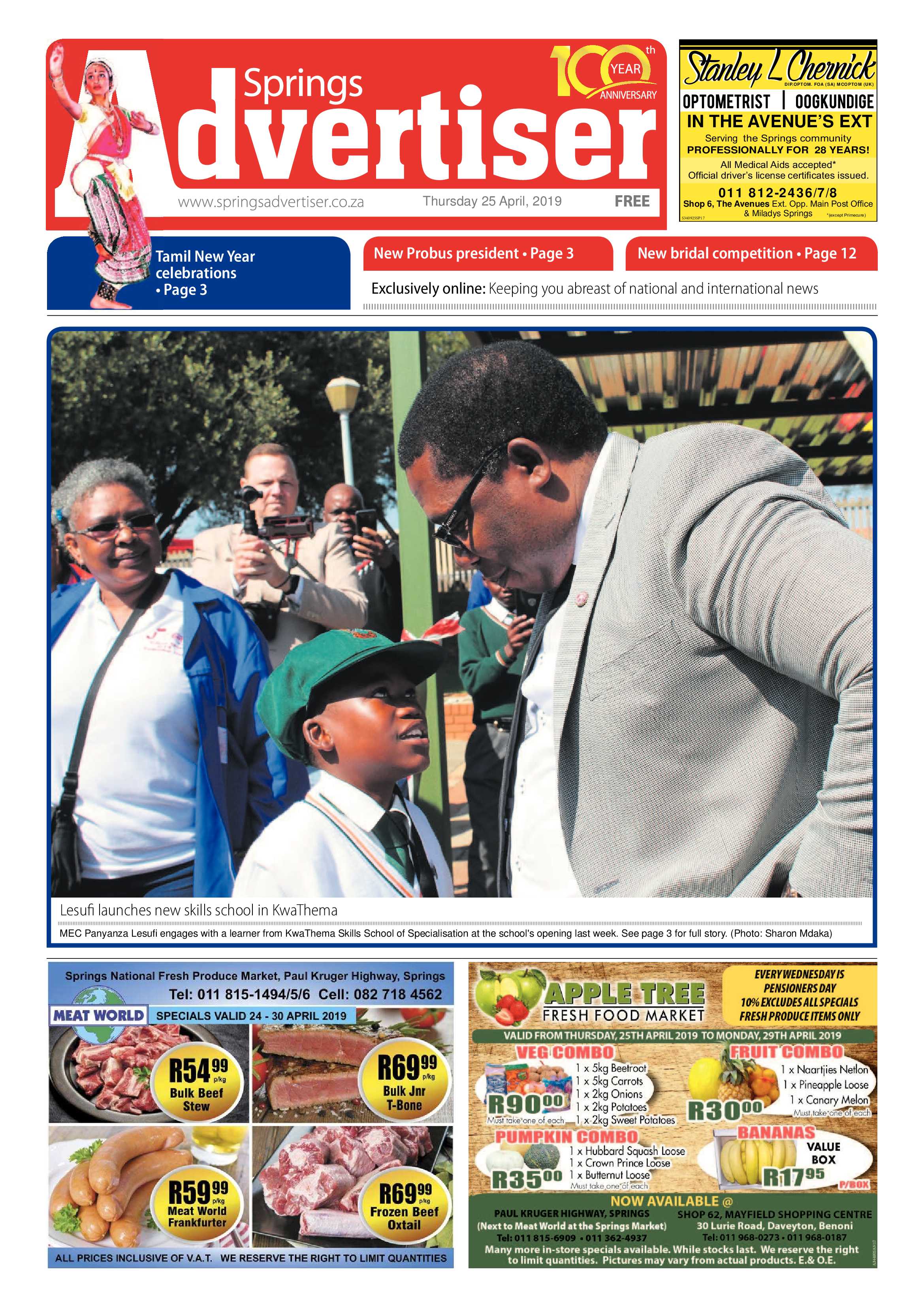 Springs Advertiser 25 April 2019 page 1