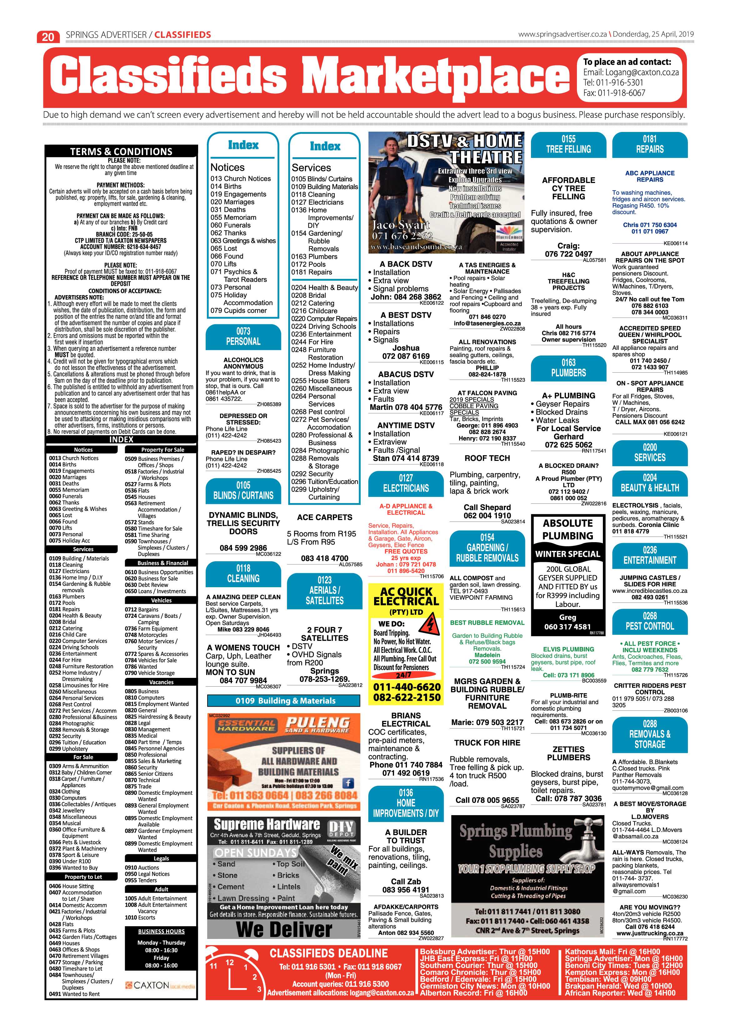 Springs Advertiser 25 April 2019 page 20