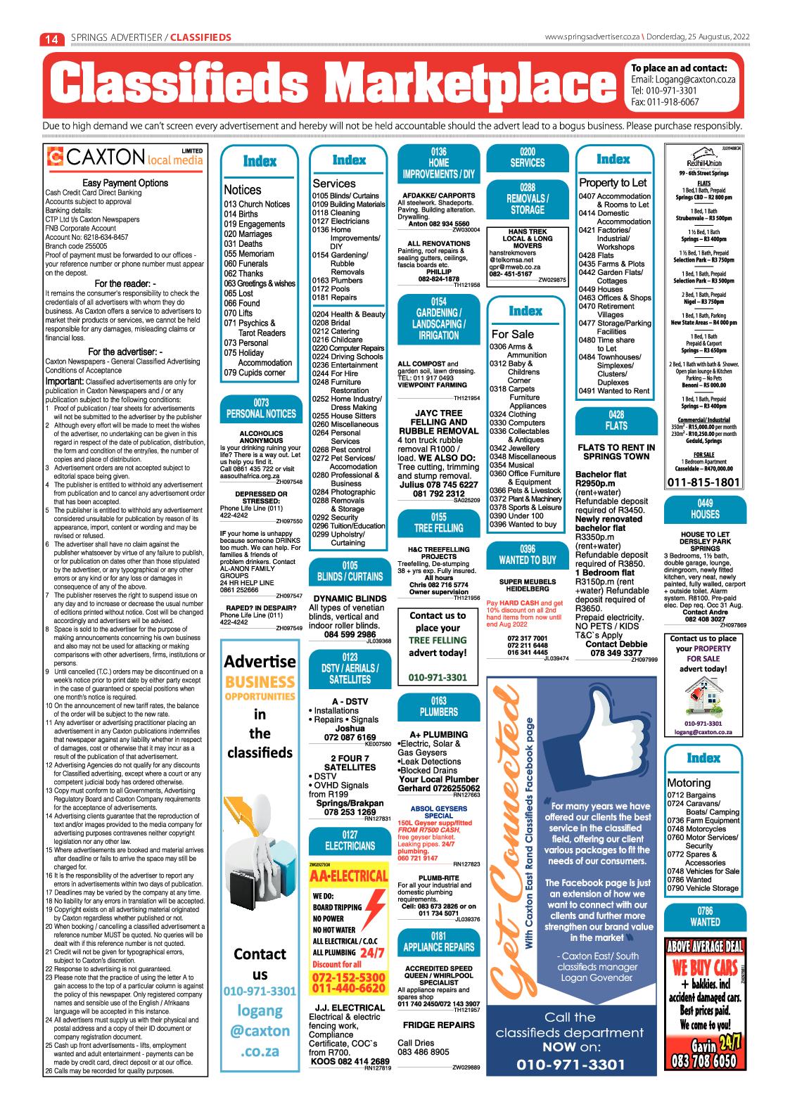 Springs Advertiser 25 August 2022 page 16
