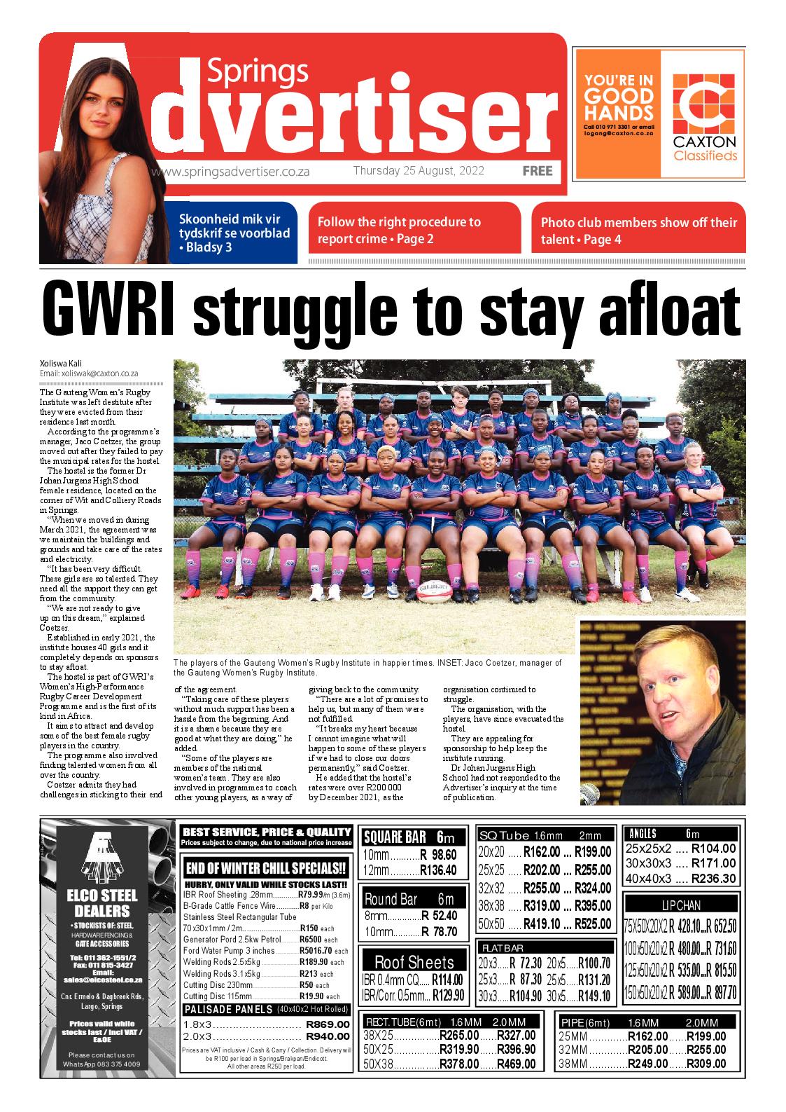 Springs Advertiser 25 August 2022 page 3