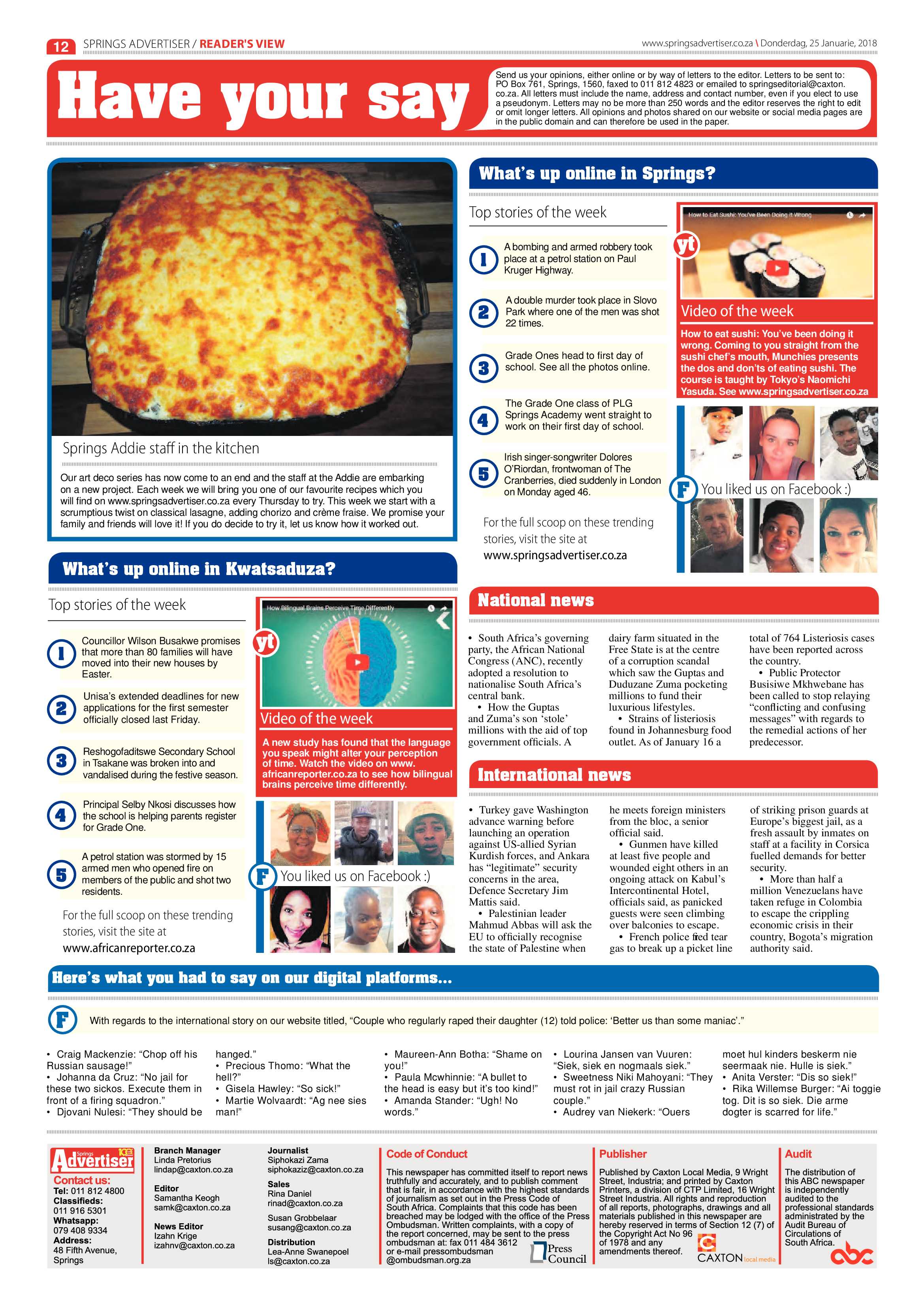 Springs Advertiser 25 January 2018 page 14