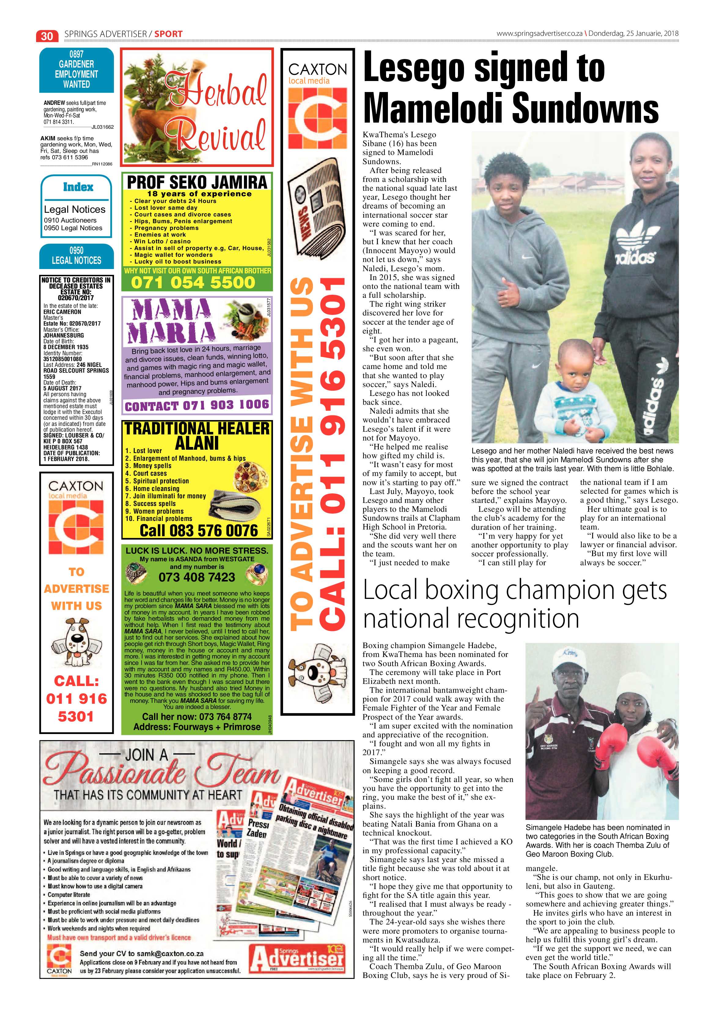 Springs Advertiser 25 January 2018 page 32