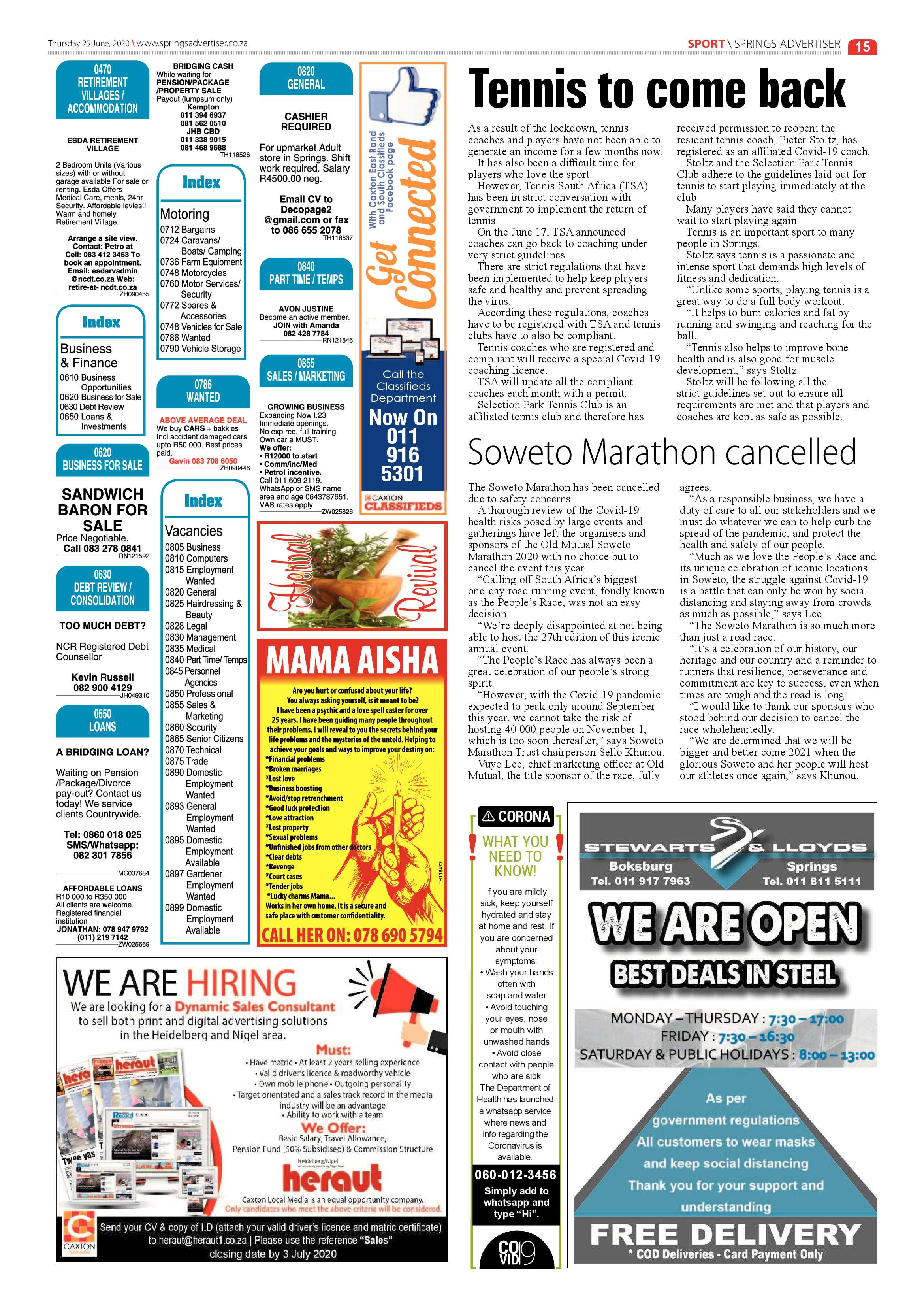 Springs Advertiser 25 June 2020 page 15