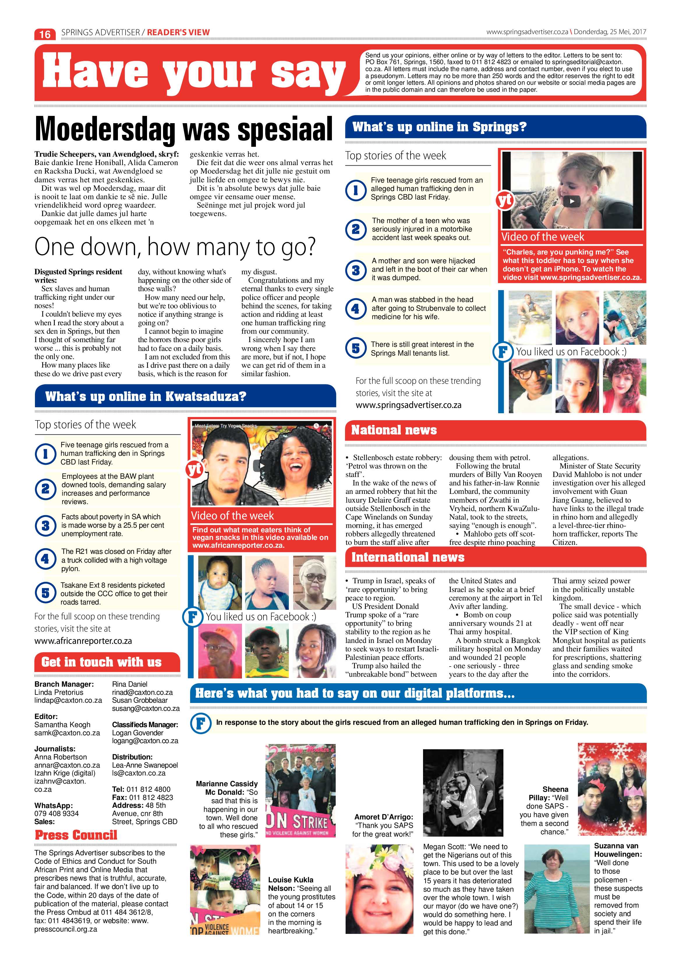 Springs Advertiser 25 May 2017 page 16