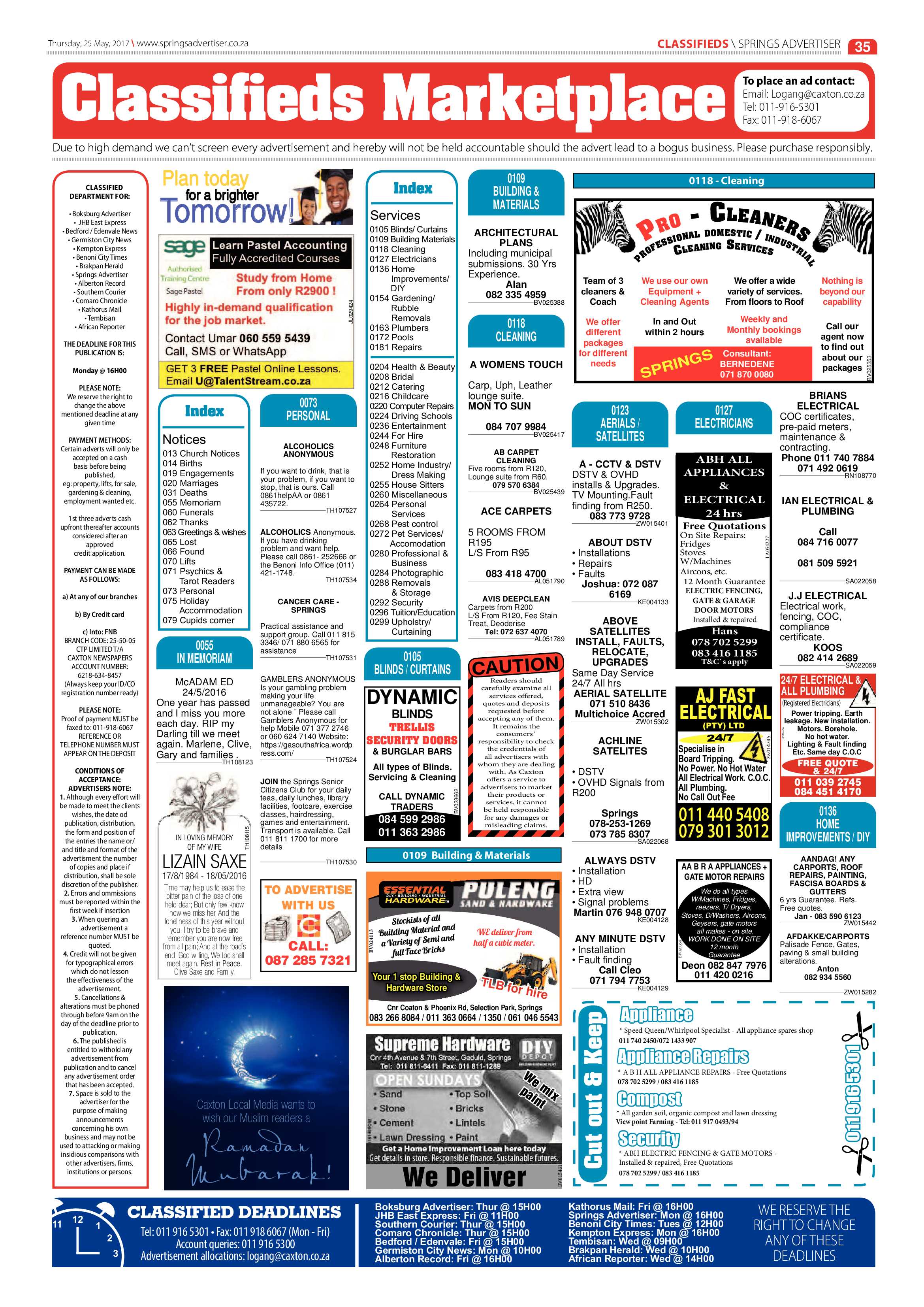 Springs Advertiser 25 May 2017 page 35