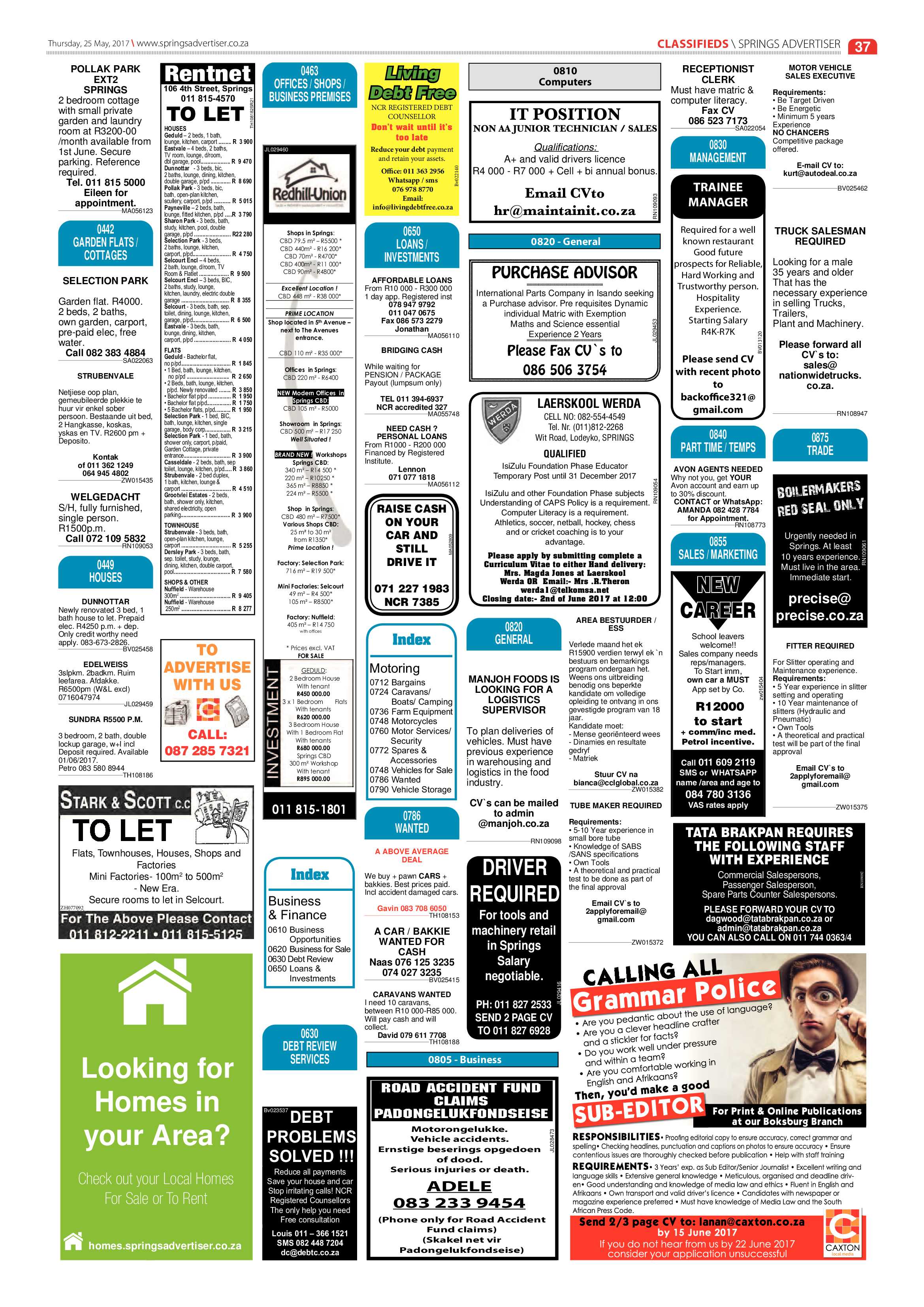 Springs Advertiser 25 May 2017 page 37