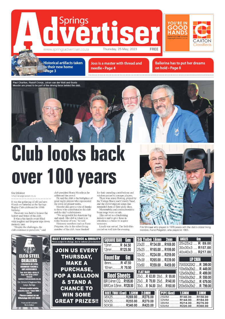Springs Advertiser 25 May 2023 page 1