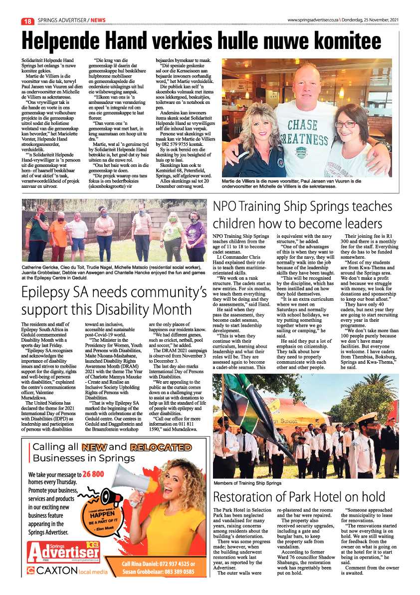 Springs Advertiser 25 November 2021 page 20