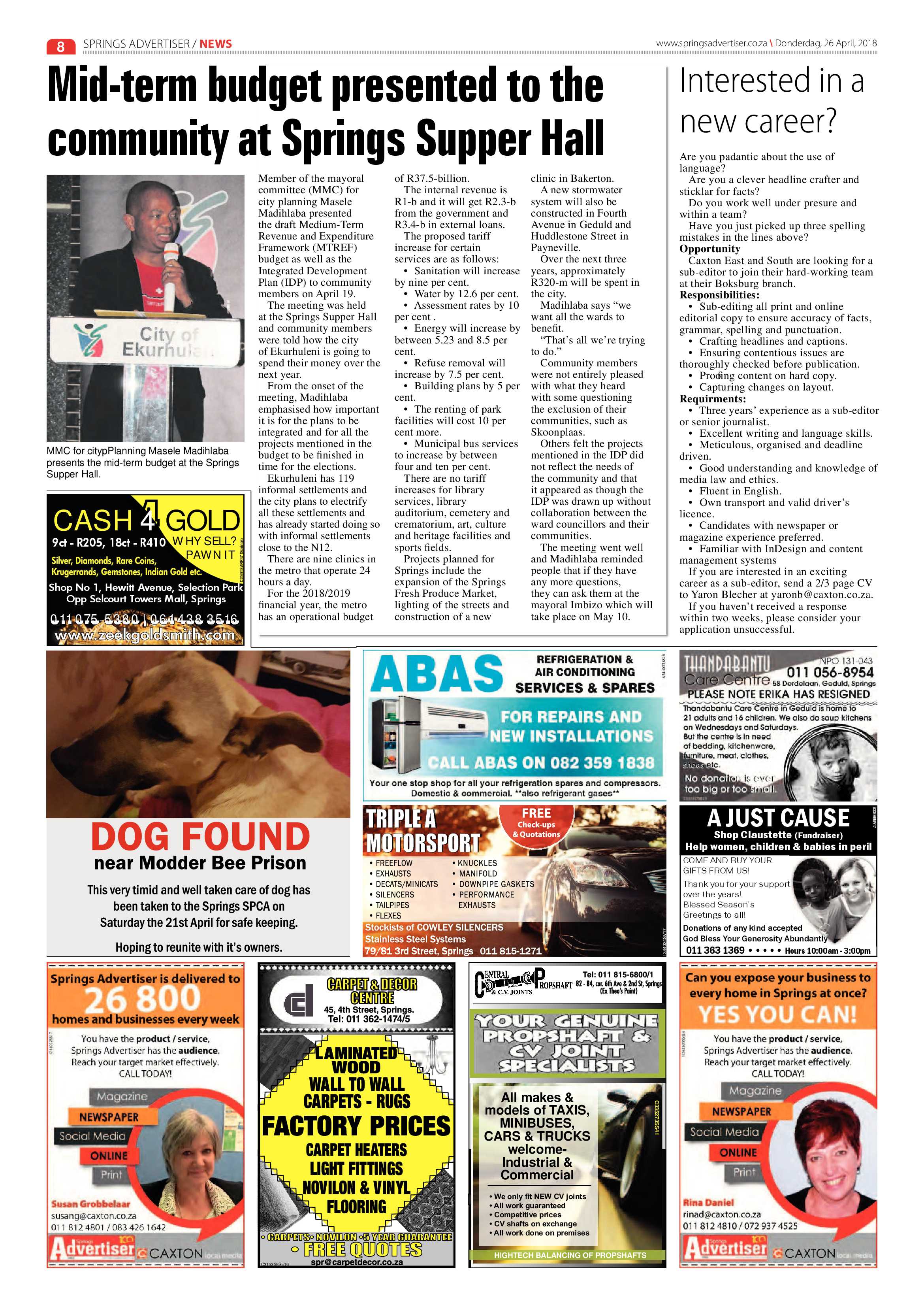 Springs Advertiser 26 April 2018 page 10