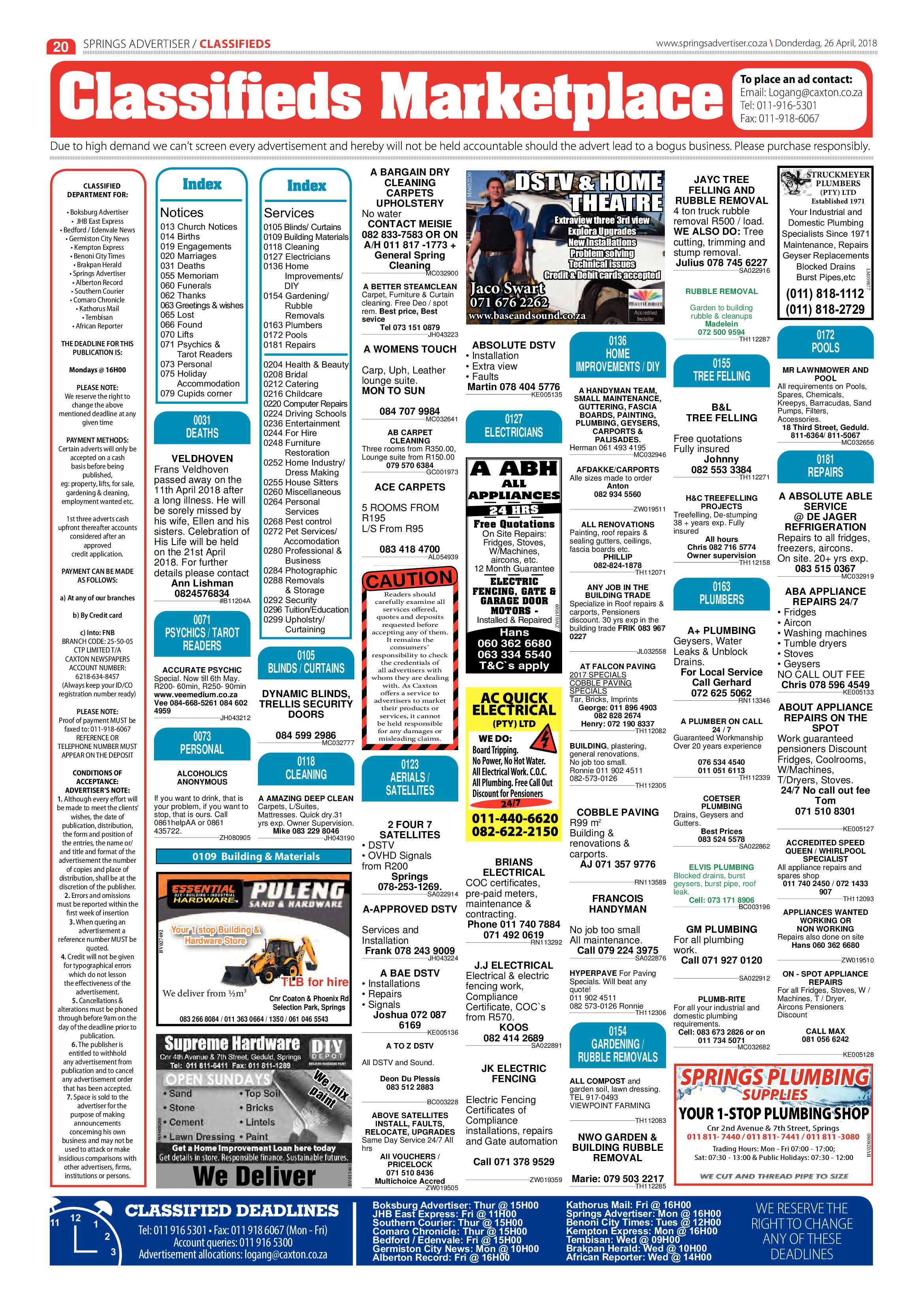 Springs Advertiser 26 April 2018 page 22