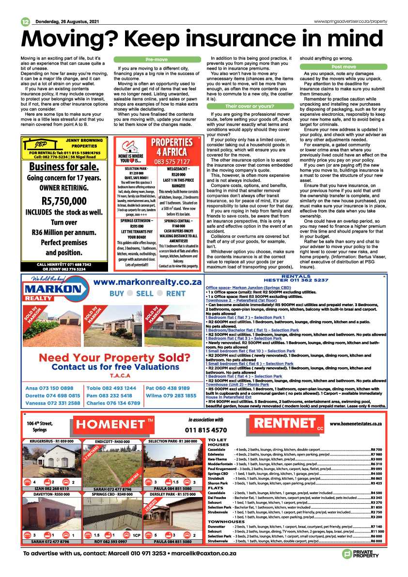 Springs Advertiser 26 August 2021 page 12