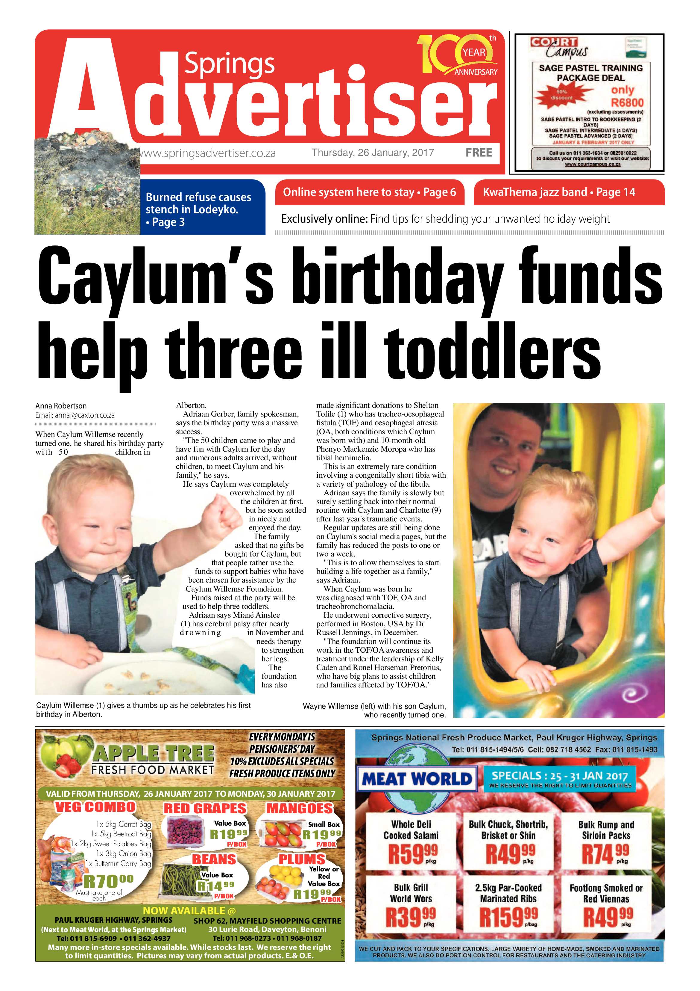 Springs Advertiser 26 January 2017 page 1