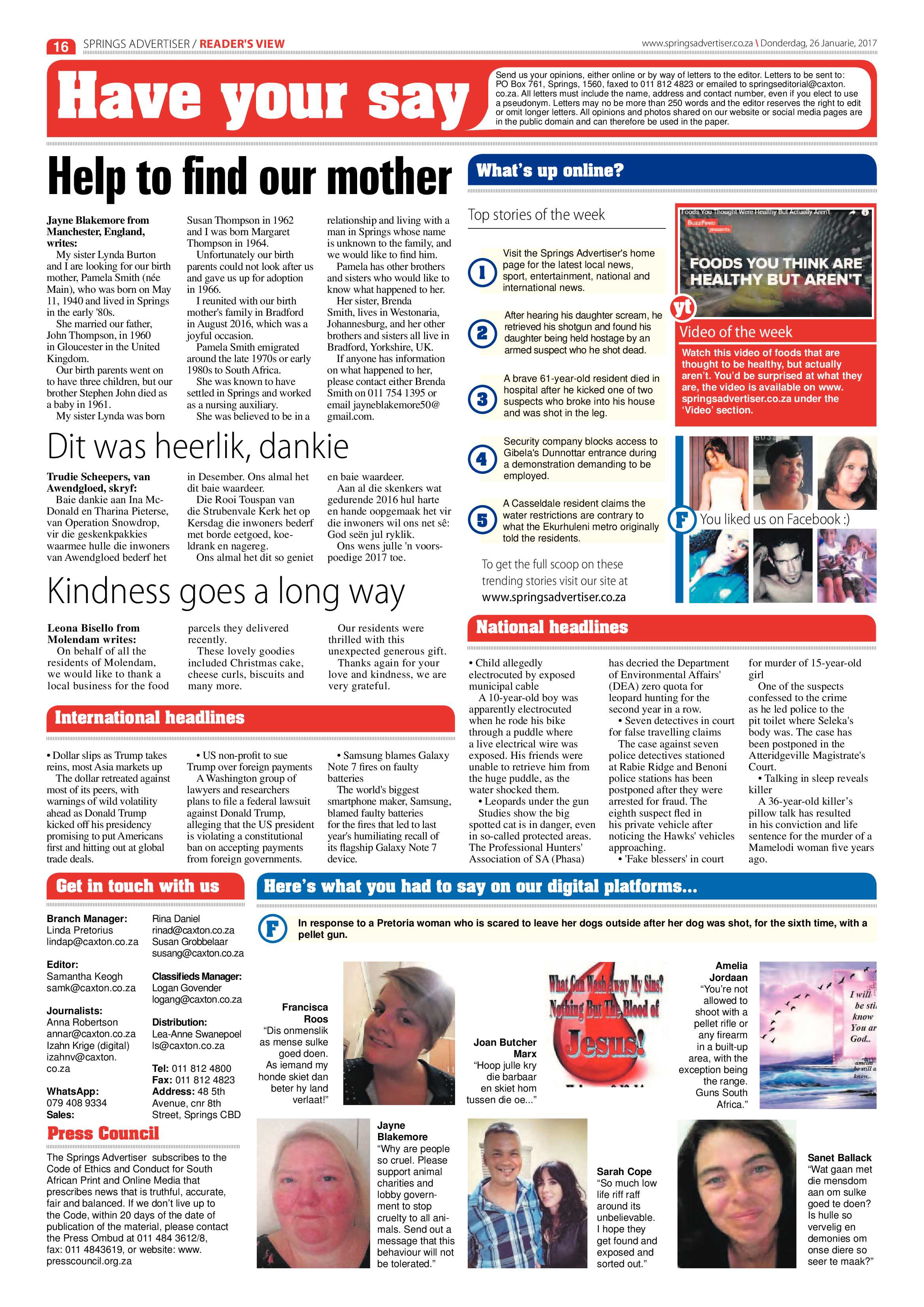 Springs Advertiser 26 January 2017 page 16