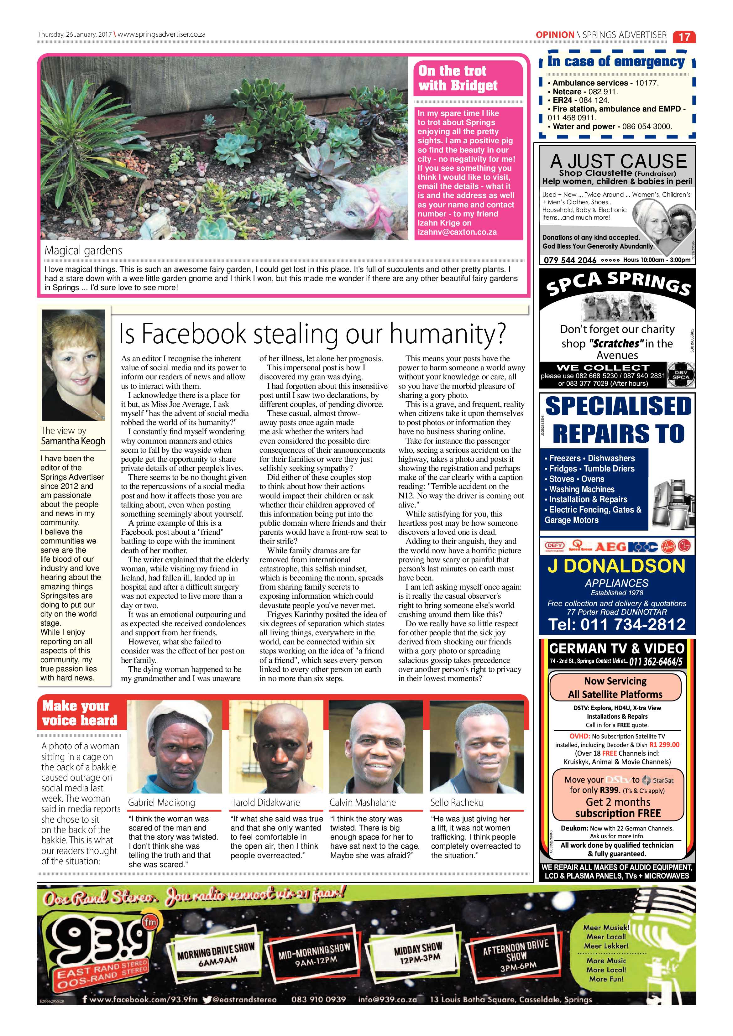 Springs Advertiser 26 January 2017 page 17