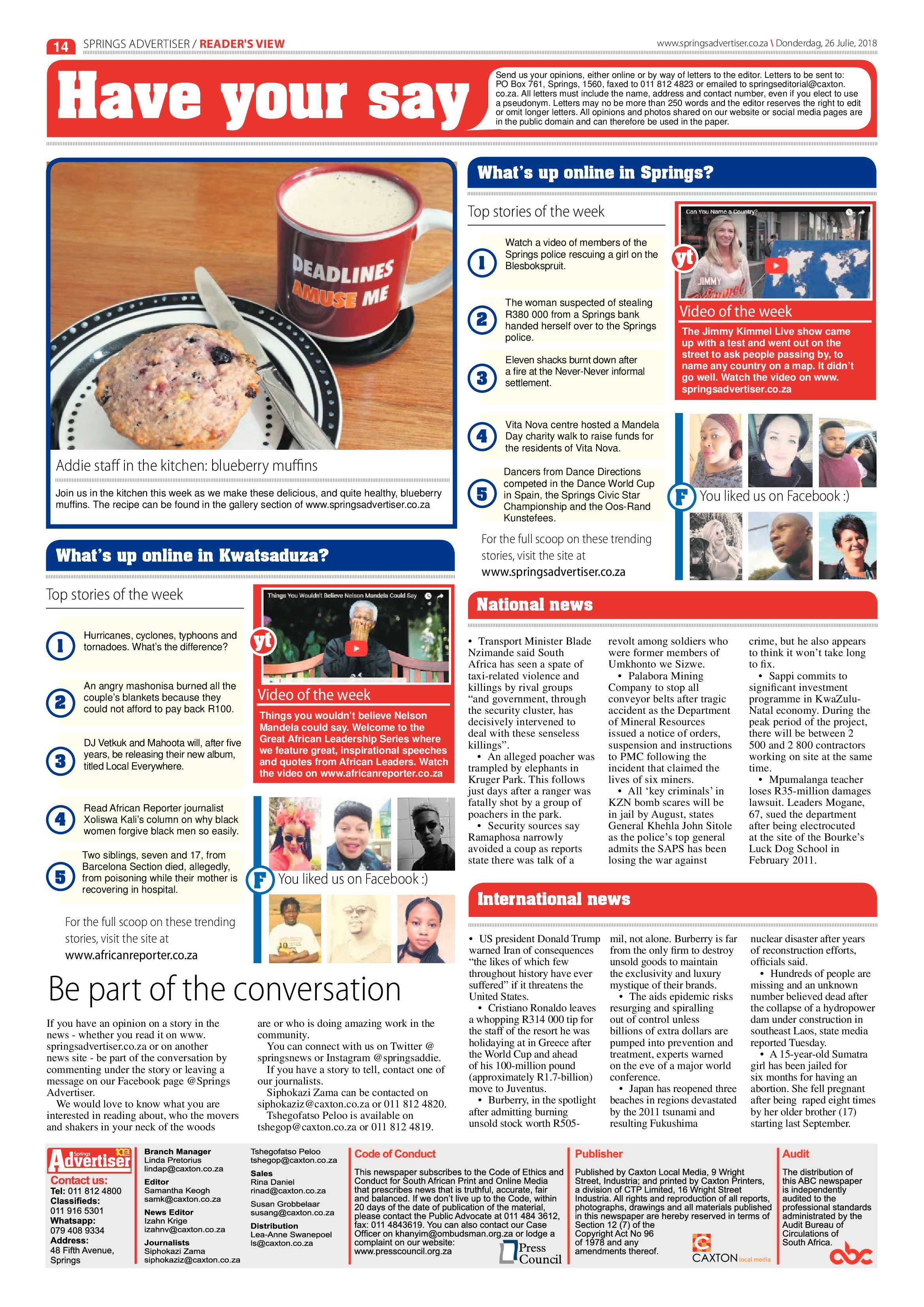 Springs Advertiser 26 July 2018 page 14