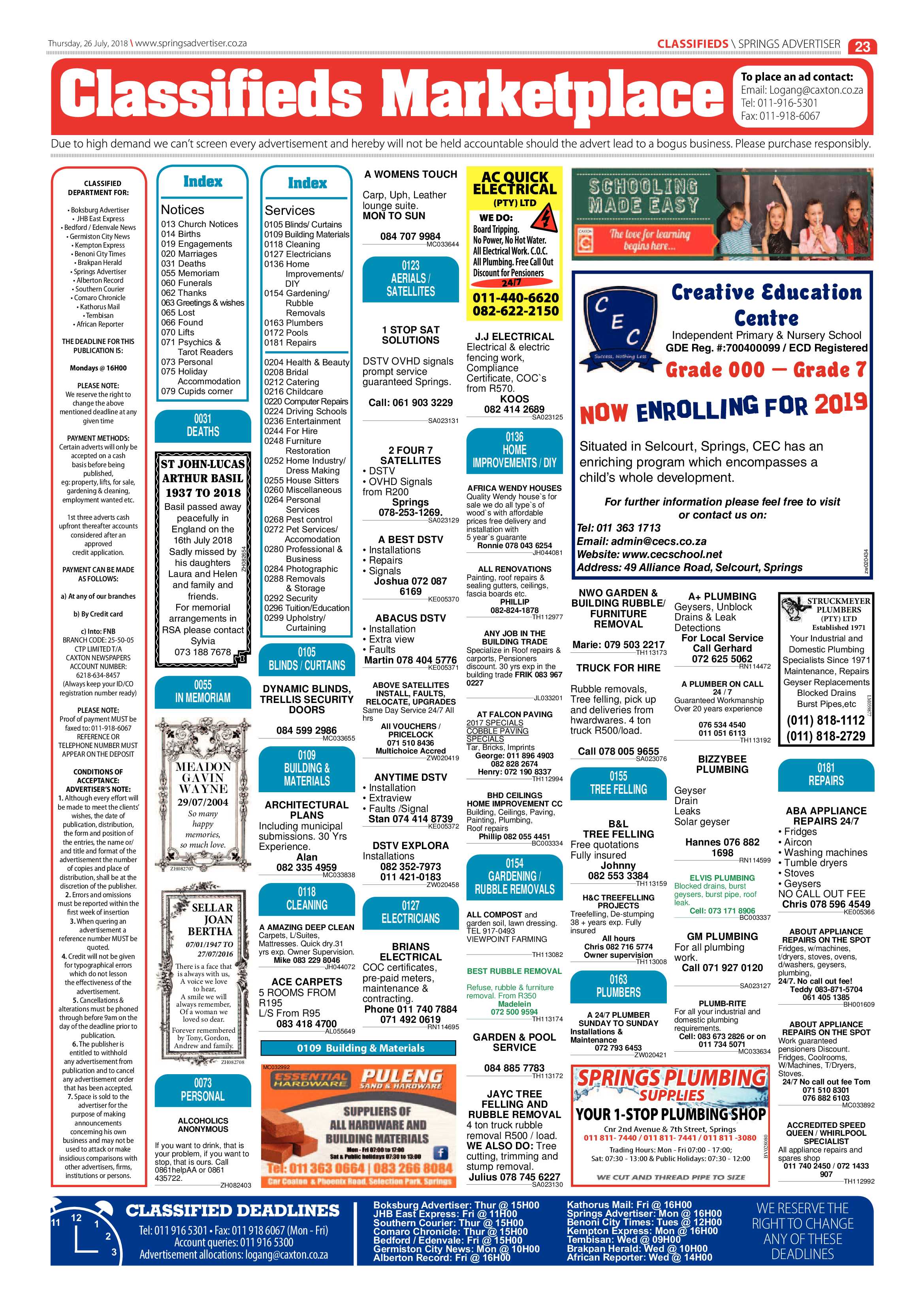 Springs Advertiser 26 July 2018 page 23