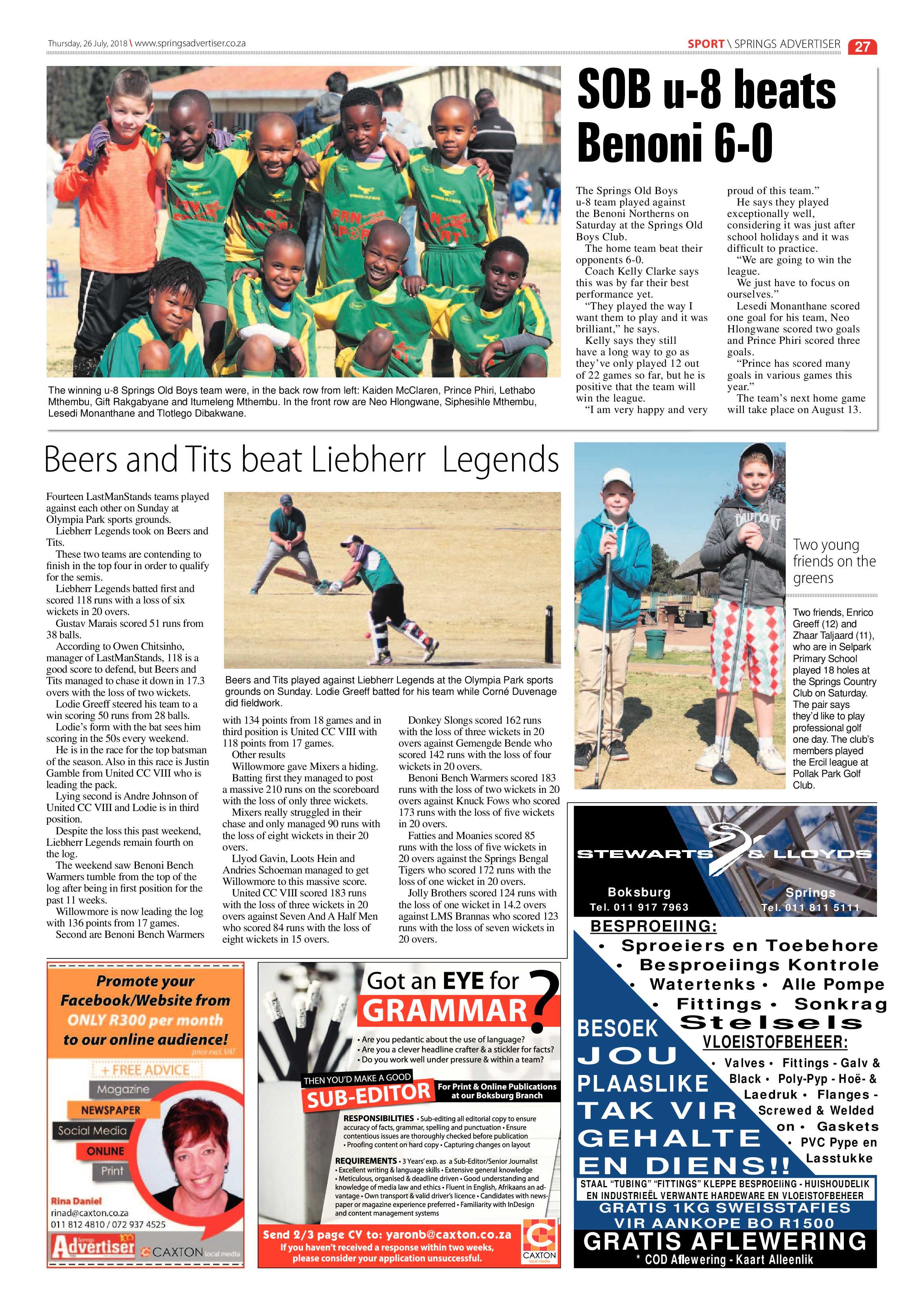 Springs Advertiser 26 July 2018 page 27