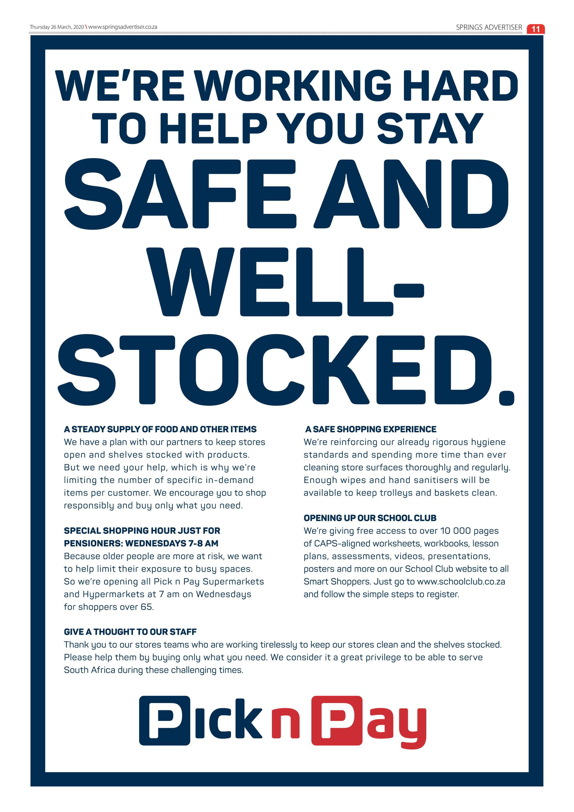 Springs Advertiser 26 March 2020 page 11