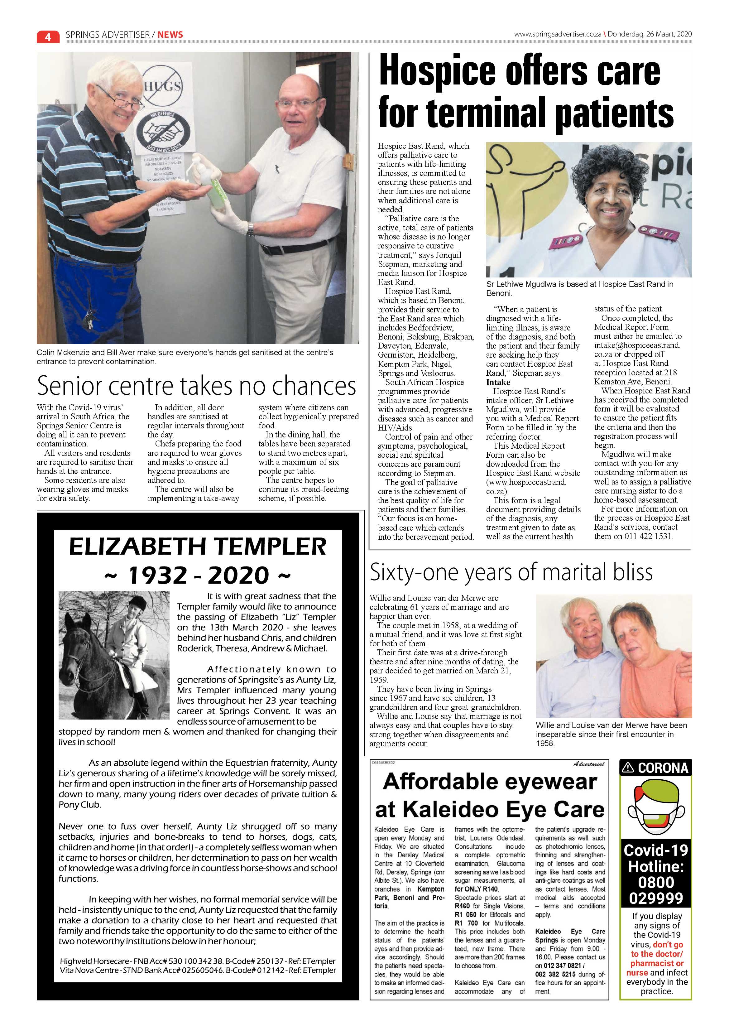 Springs Advertiser 26 March 2020 page 4