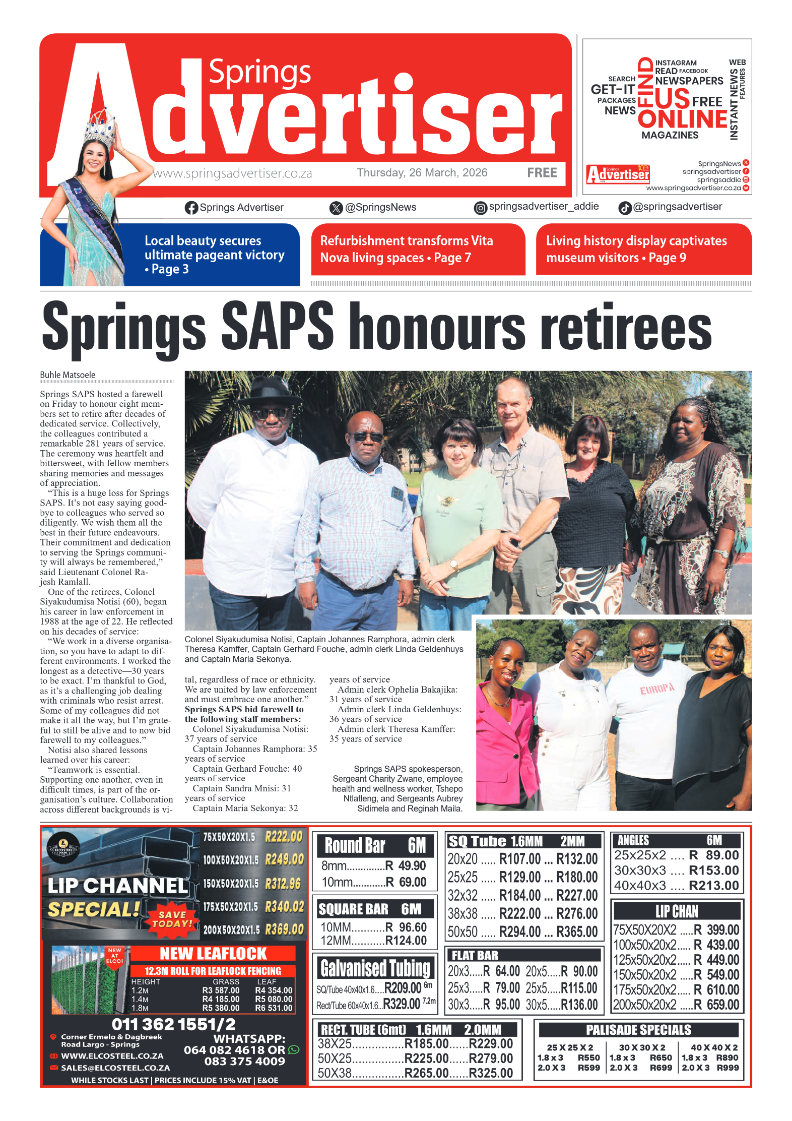 Springs Advertiser 26 March 2026 page 1