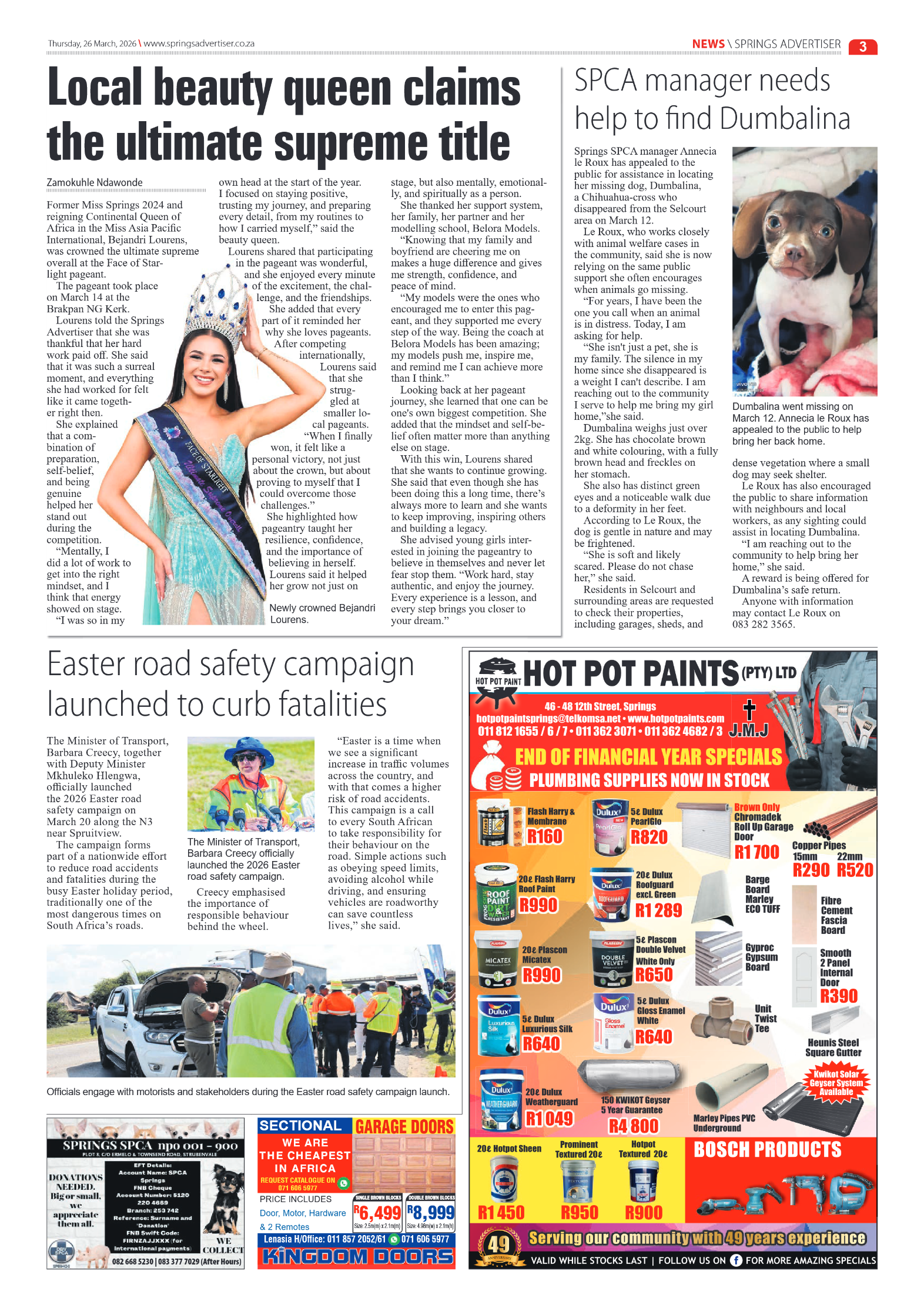 Springs Advertiser 26 March 2026 page 3