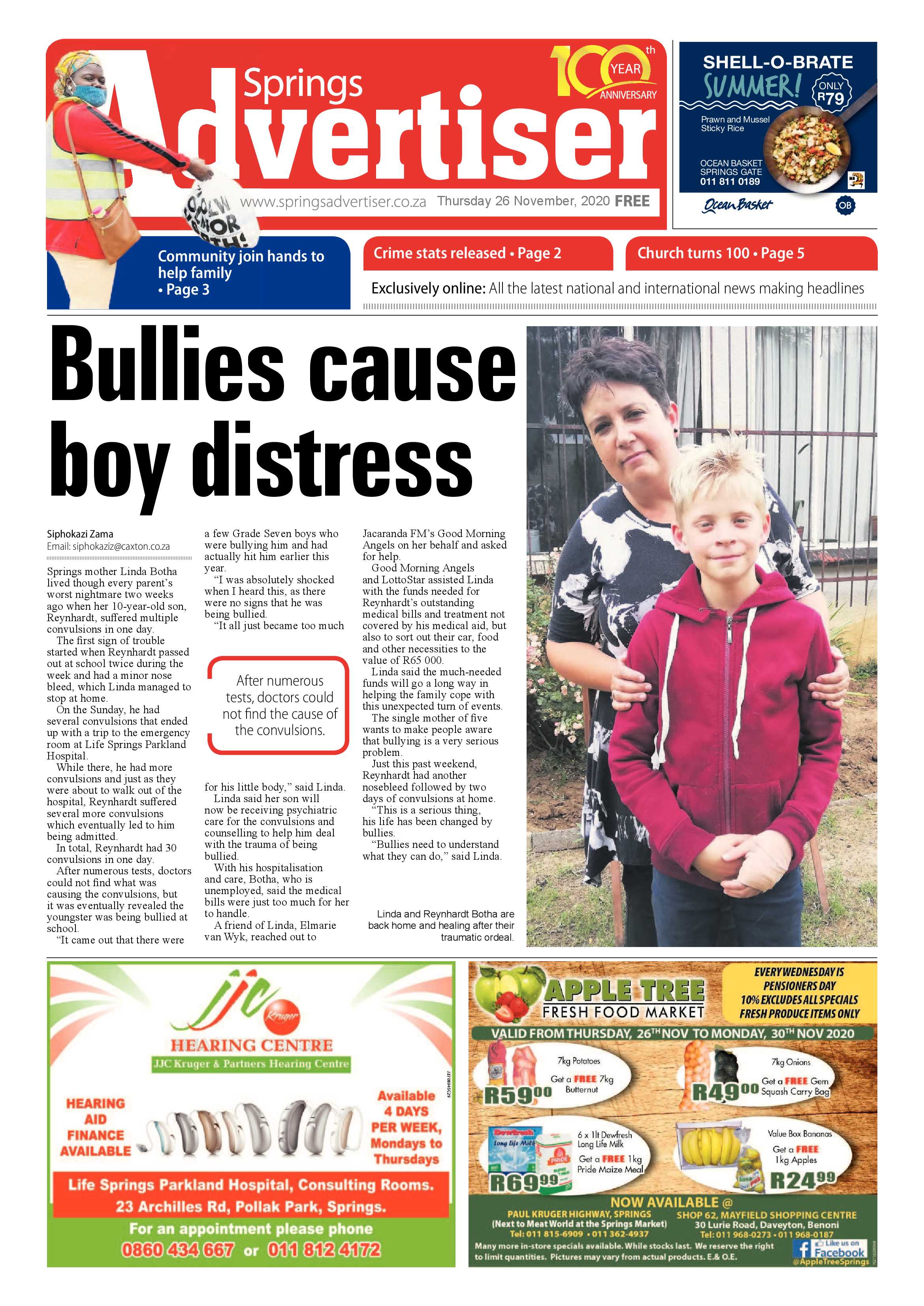 Springs Advertiser 26 November  2020 page 1