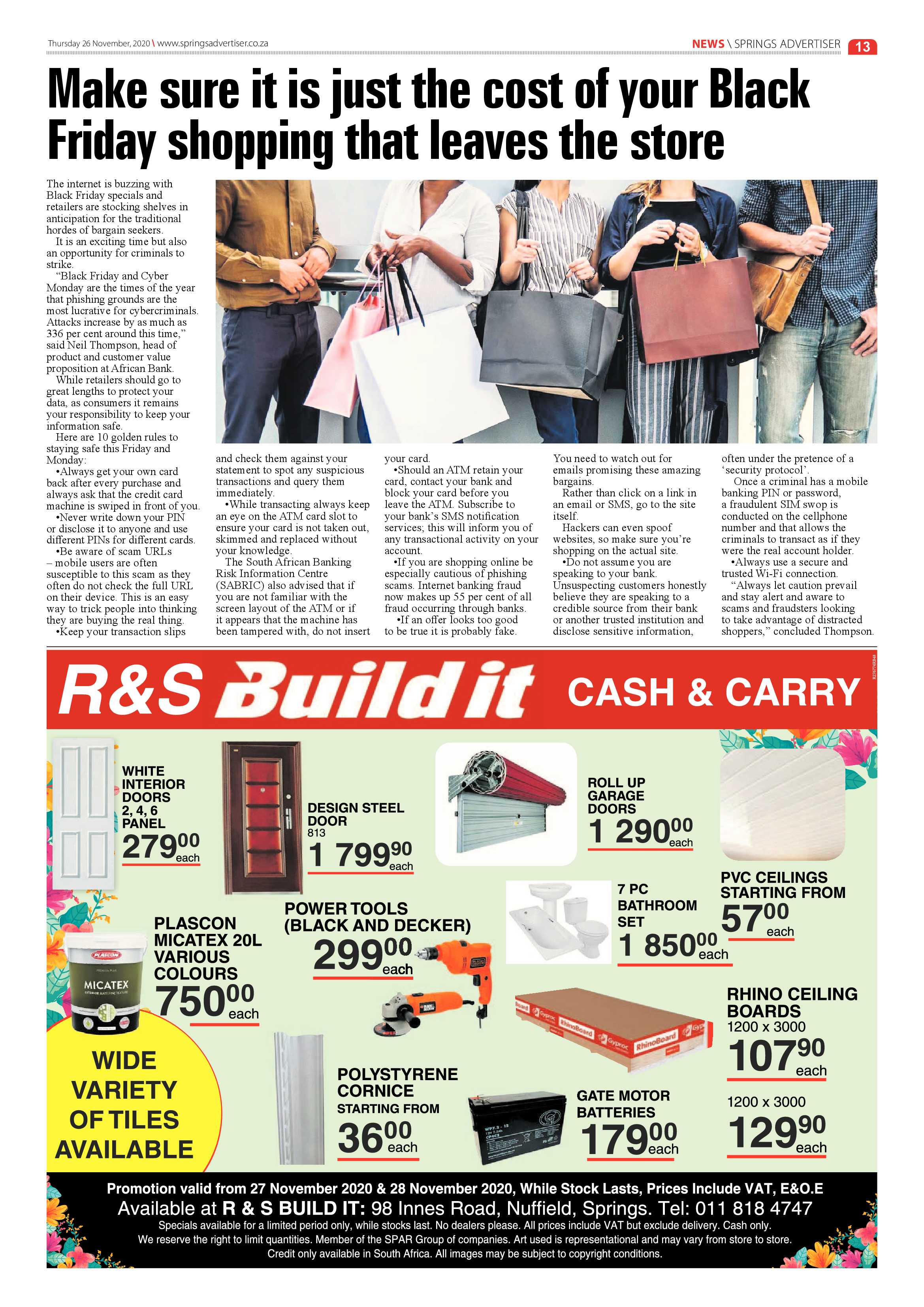 Springs Advertiser 26 November  2020 page 13