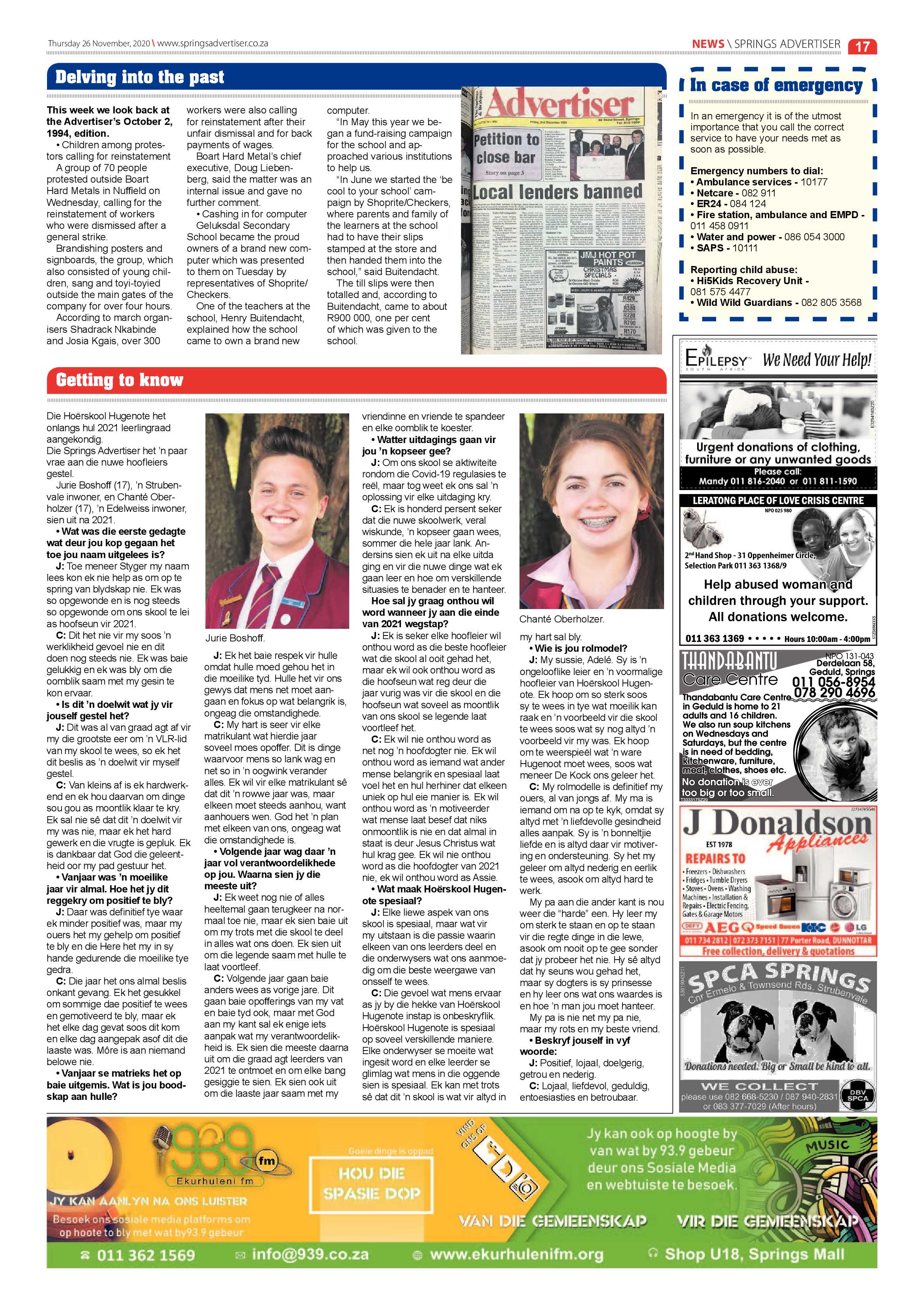 Springs Advertiser 26 November  2020 page 17