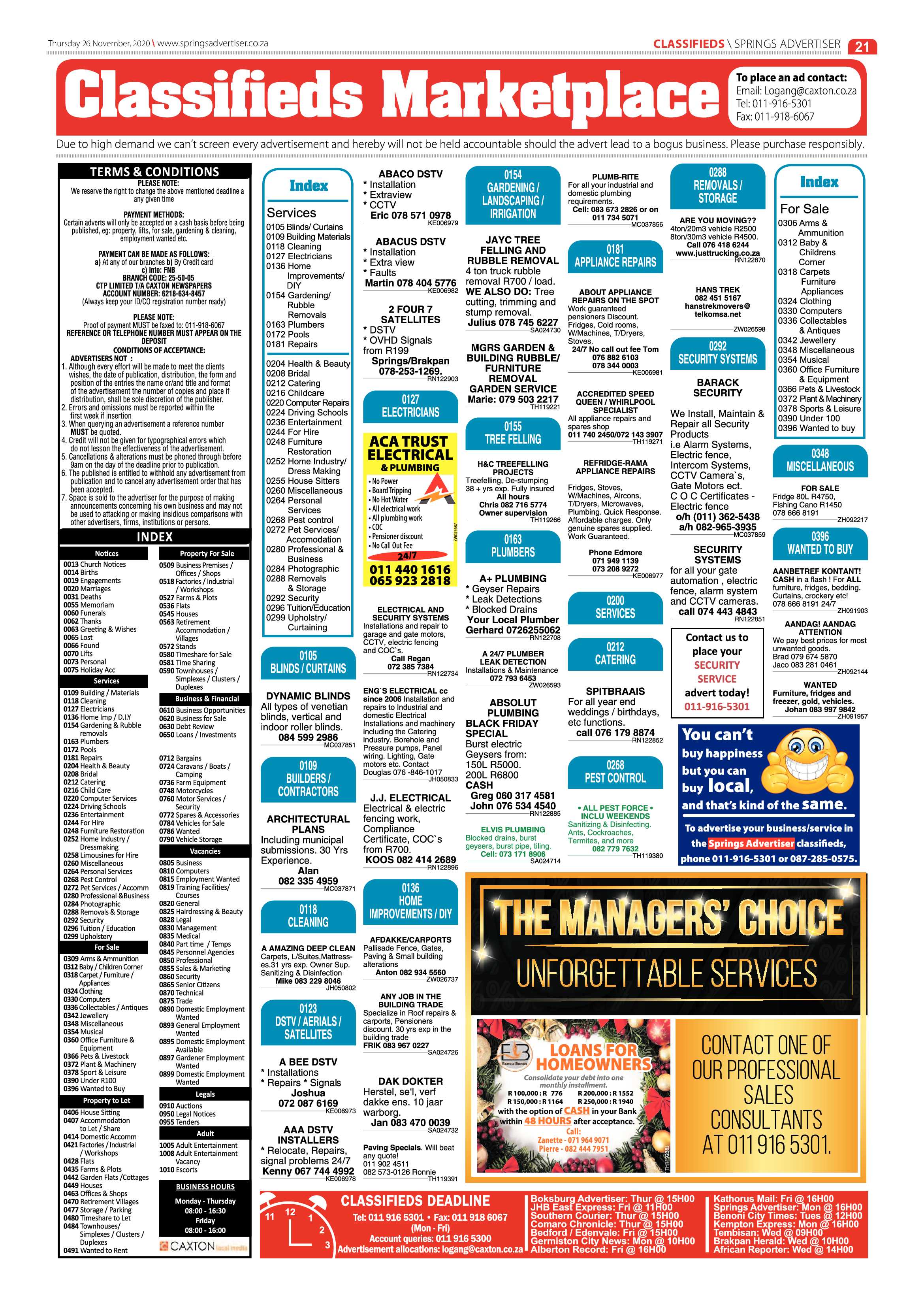 Springs Advertiser 26 November  2020 page 21