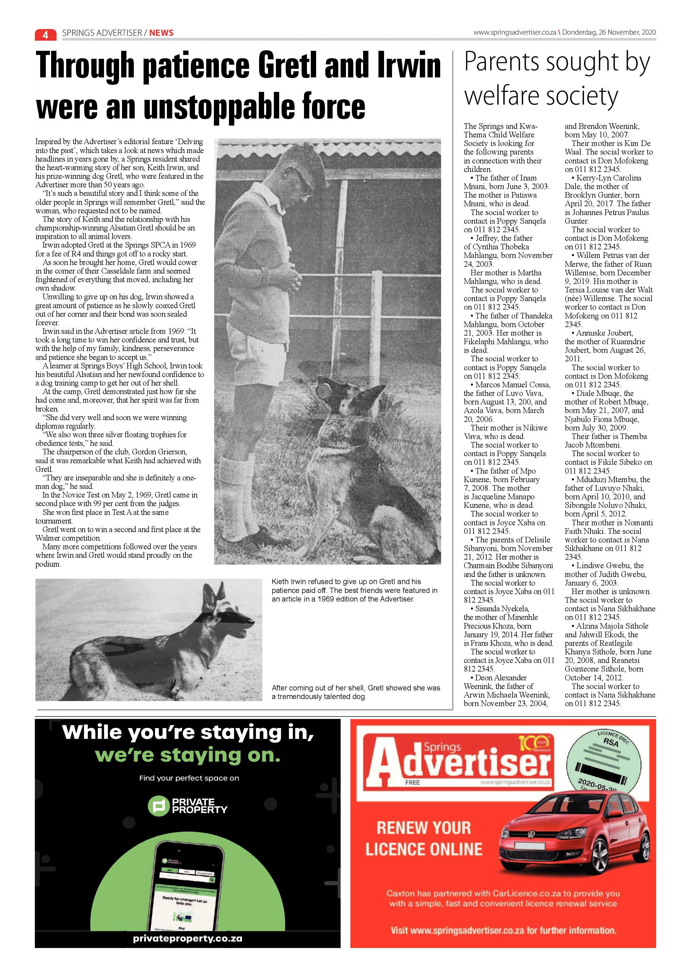 Springs Advertiser 26 November  2020 page 4