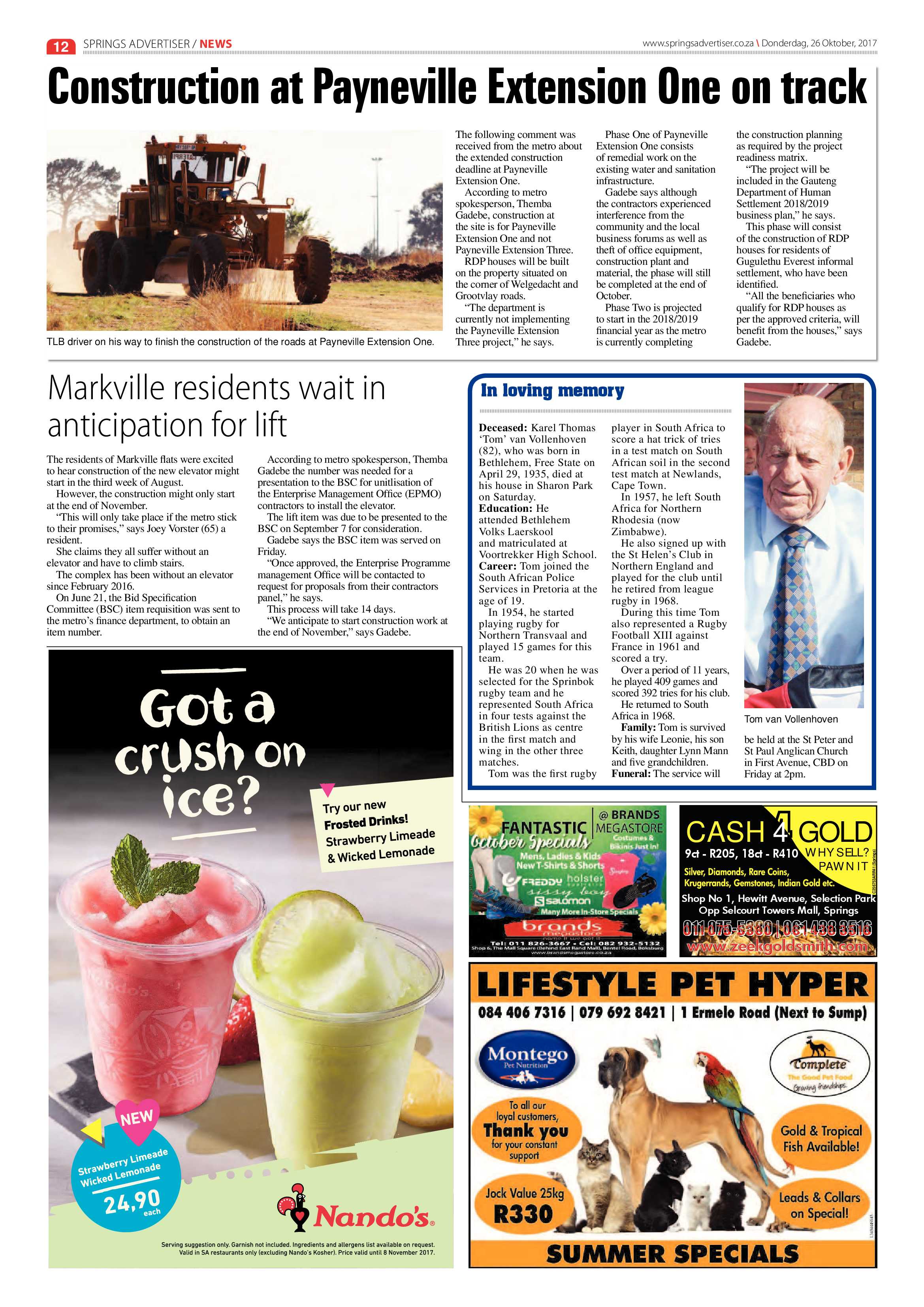 Springs Advertiser 26 October 2017 page 14