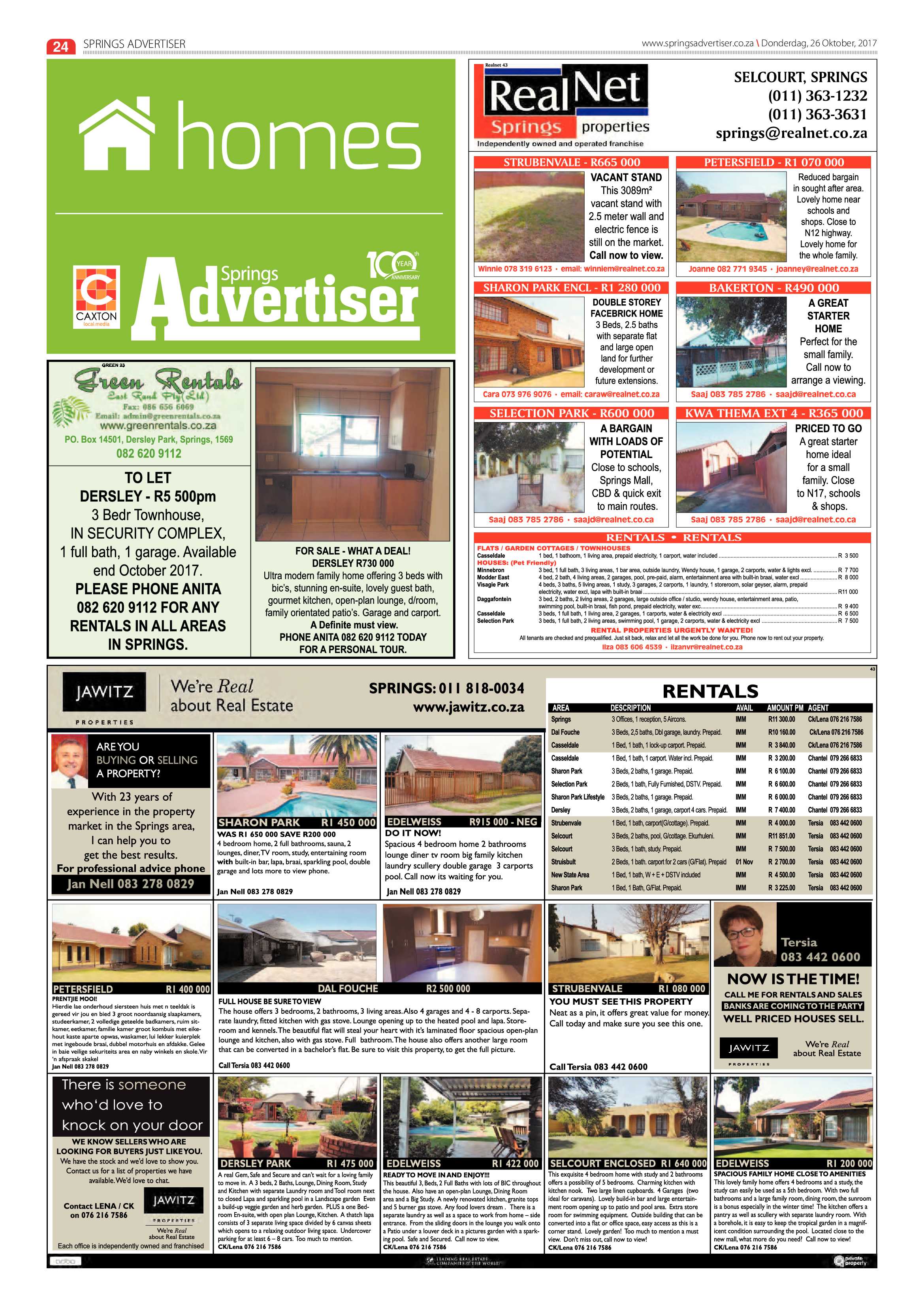 Springs Advertiser 26 October 2017 page 26