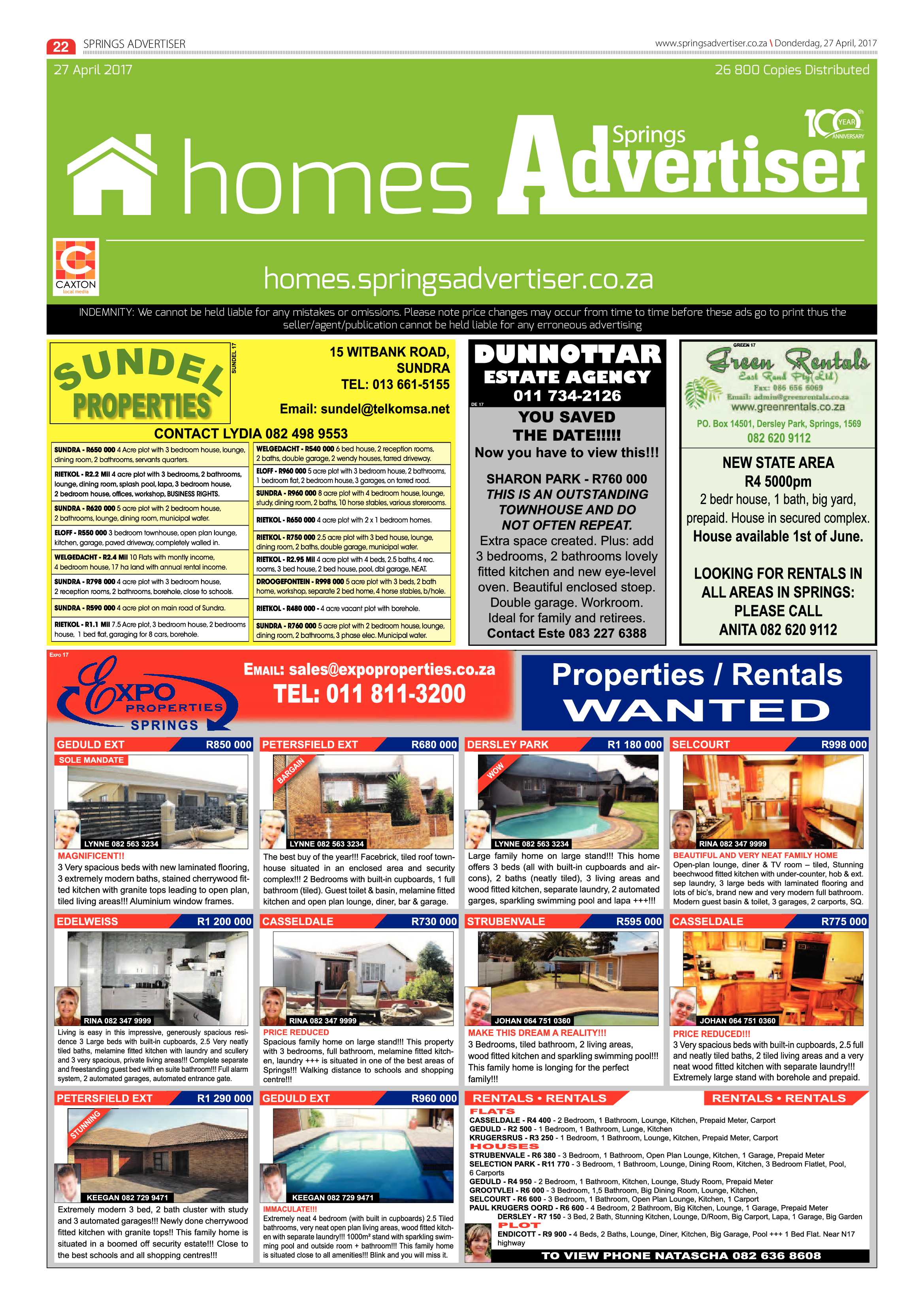 Springs Advertiser 27 April 2017 page 22