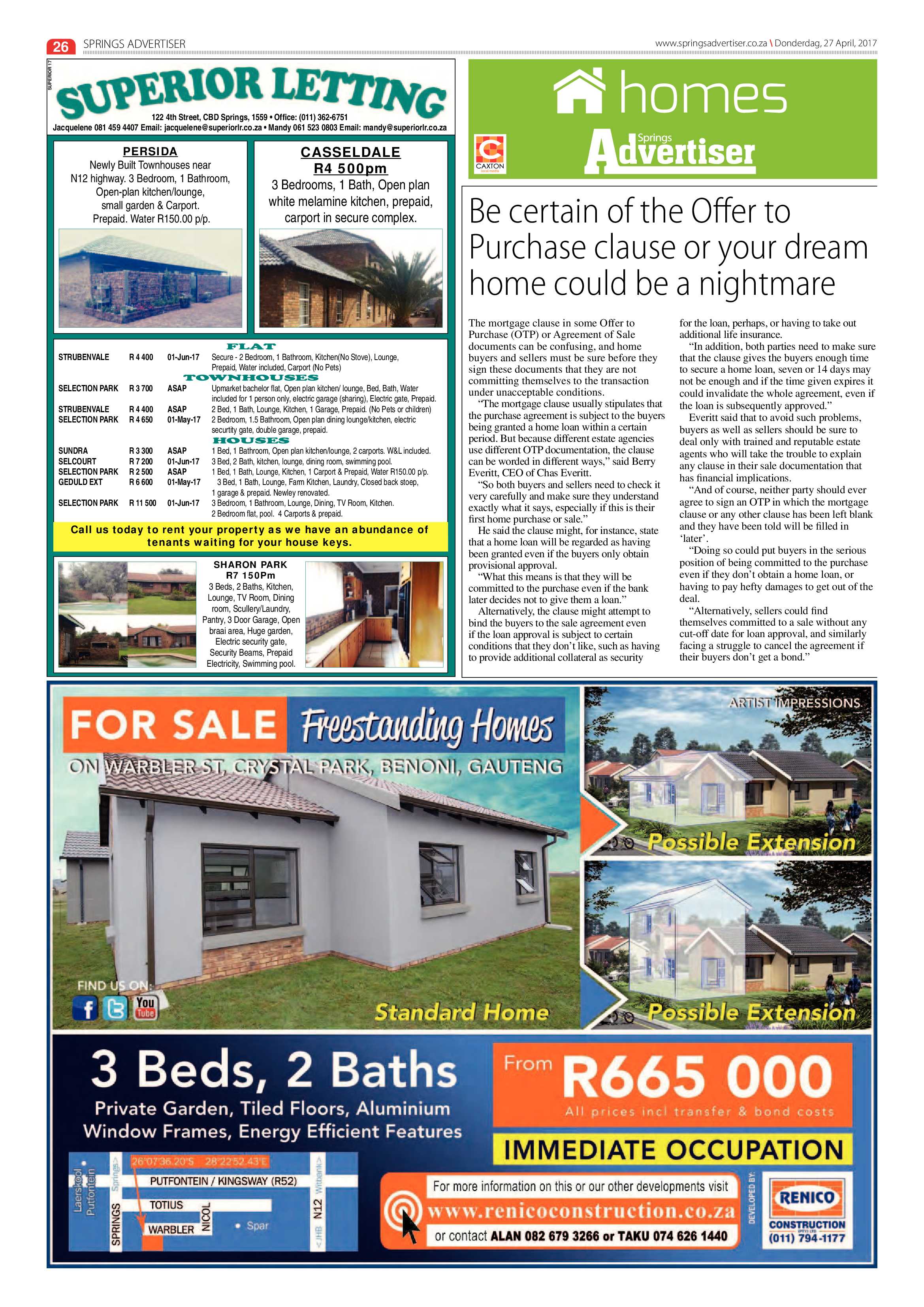 Springs Advertiser 27 April 2017 page 26