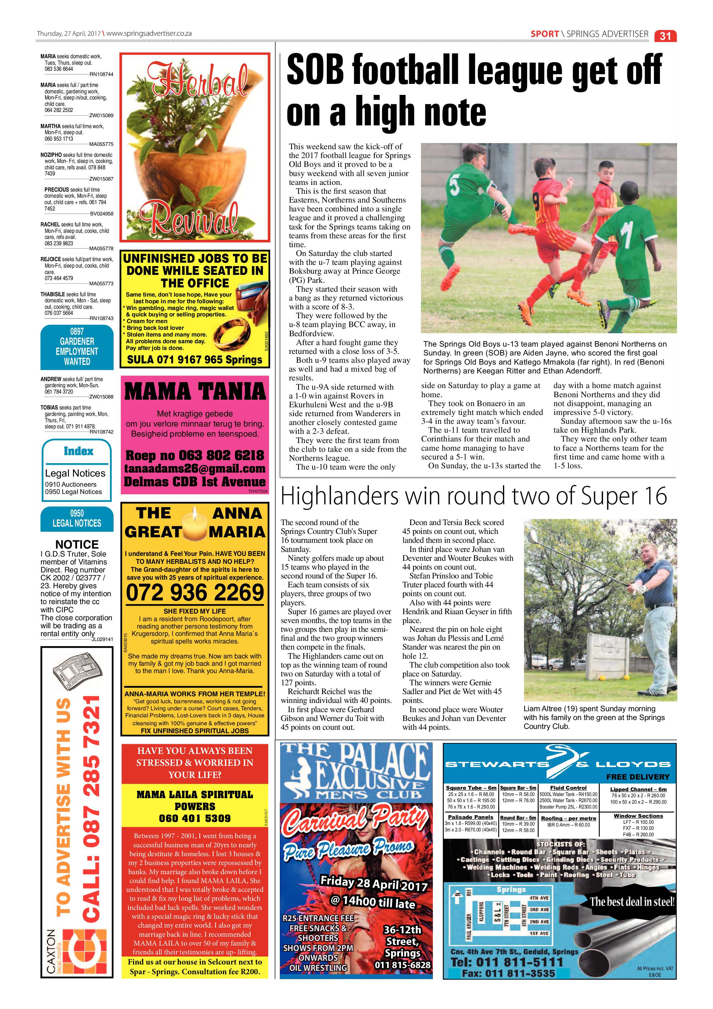 Springs Advertiser 27 April 2017 page 31
