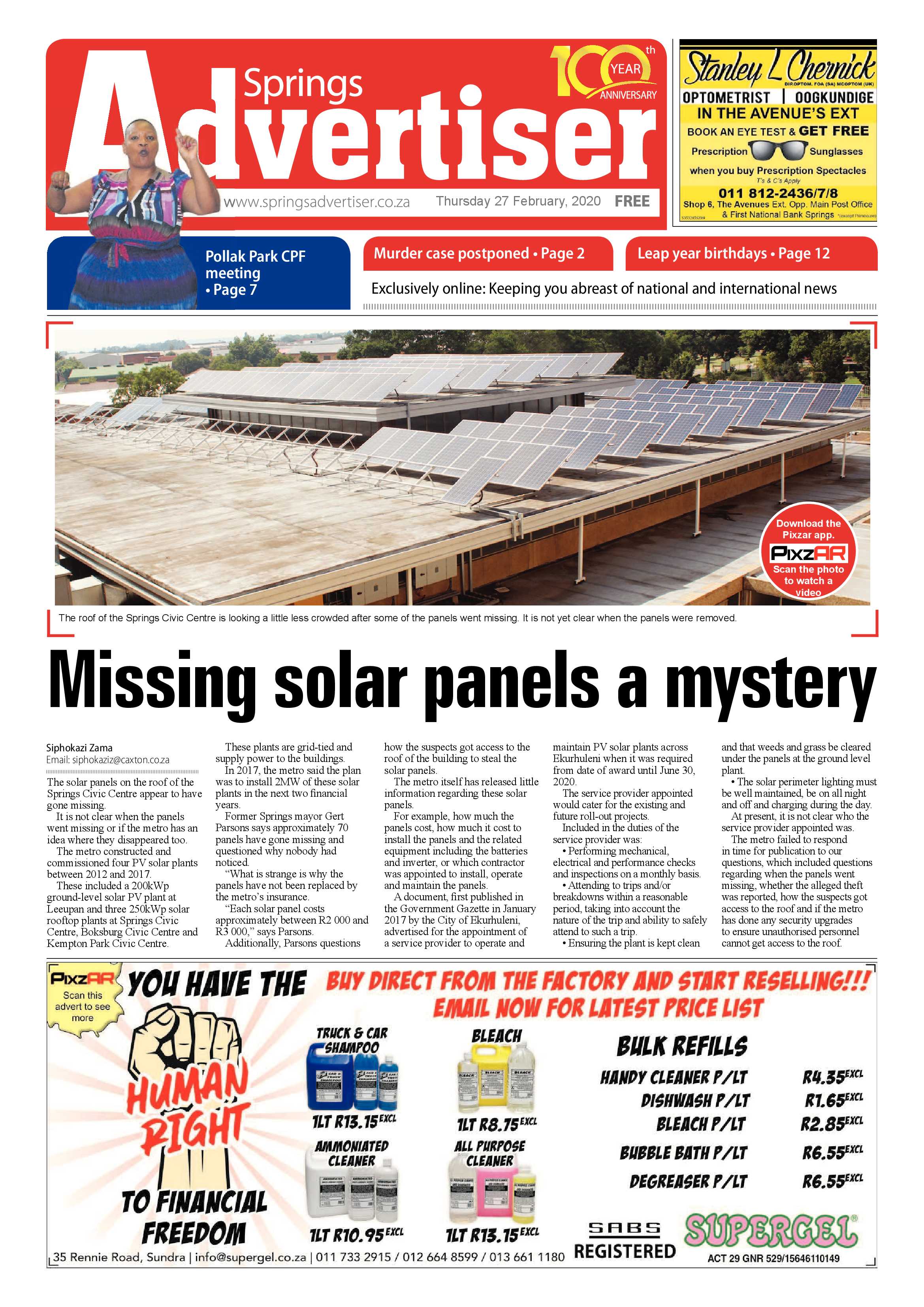 Springs Advertiser 27 February 2020 page 1