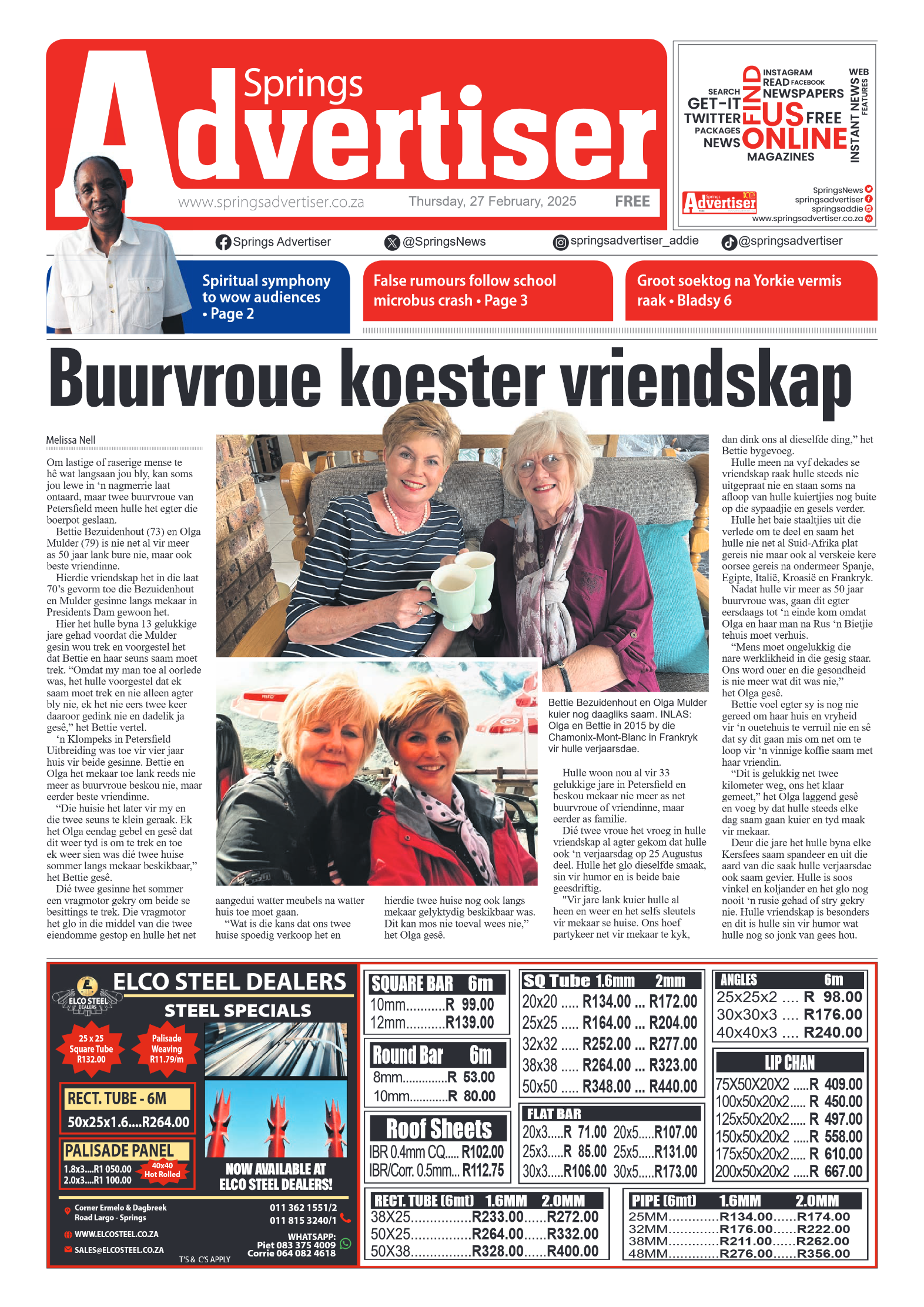 Springs Advertiser 27 February 2025 page 1