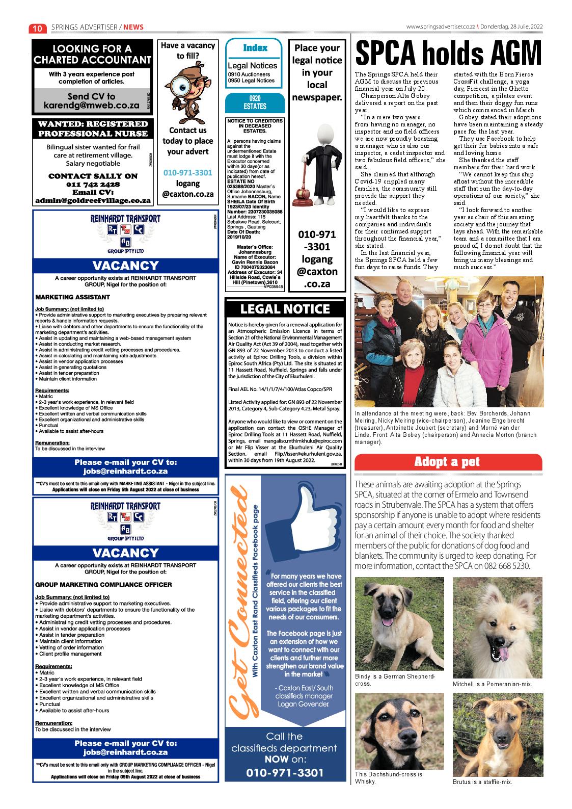 Springs Advertiser 27 July 2022 page 12