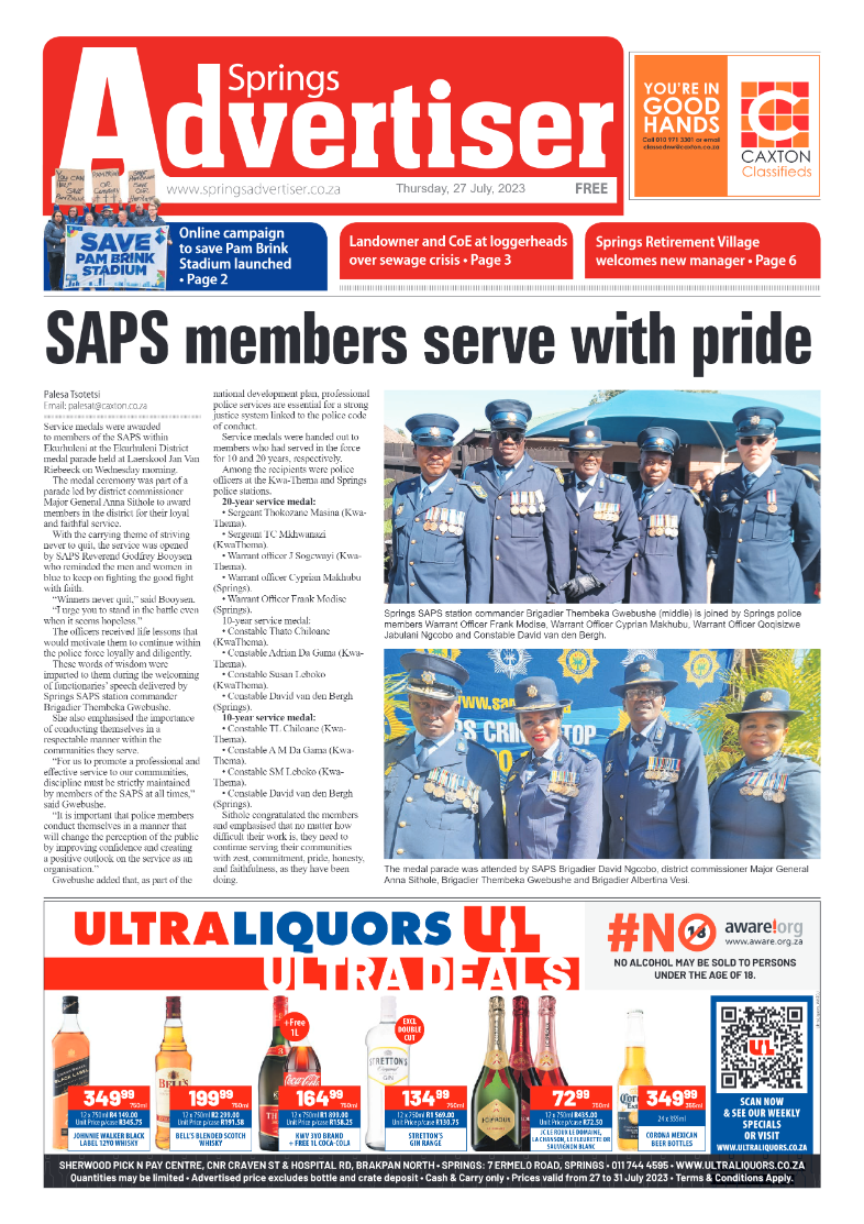 Springs Advertiser 27 July 2023 page 1